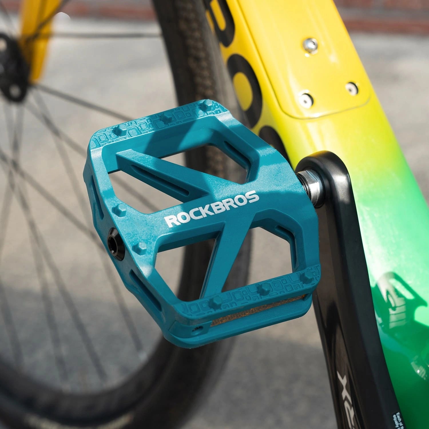 rockbros wide platform nylon bike pedals anti-slip sealed bearing durable for road mtb and commuting