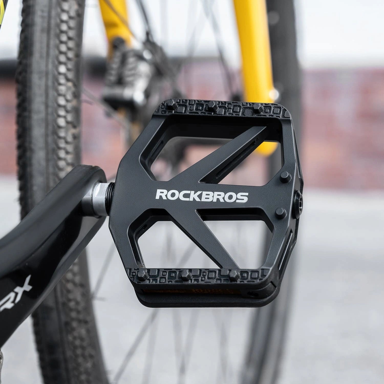 rockbros wide platform nylon bike pedals anti-slip sealed bearing durable for road mtb and commuting