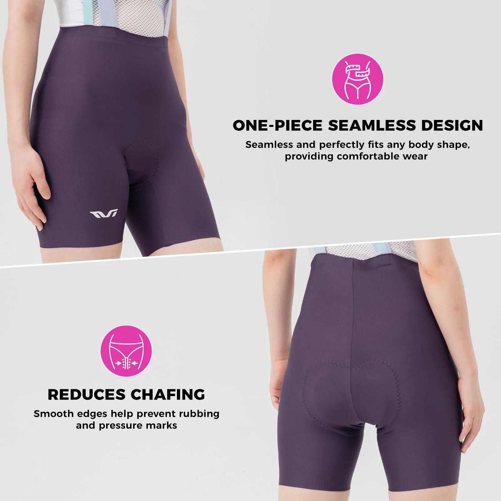 ROCKBROS TVI one-piece cycling bib shorts with ergonomic padding and seamless fit for long-distance road cycling
#Color_Purple