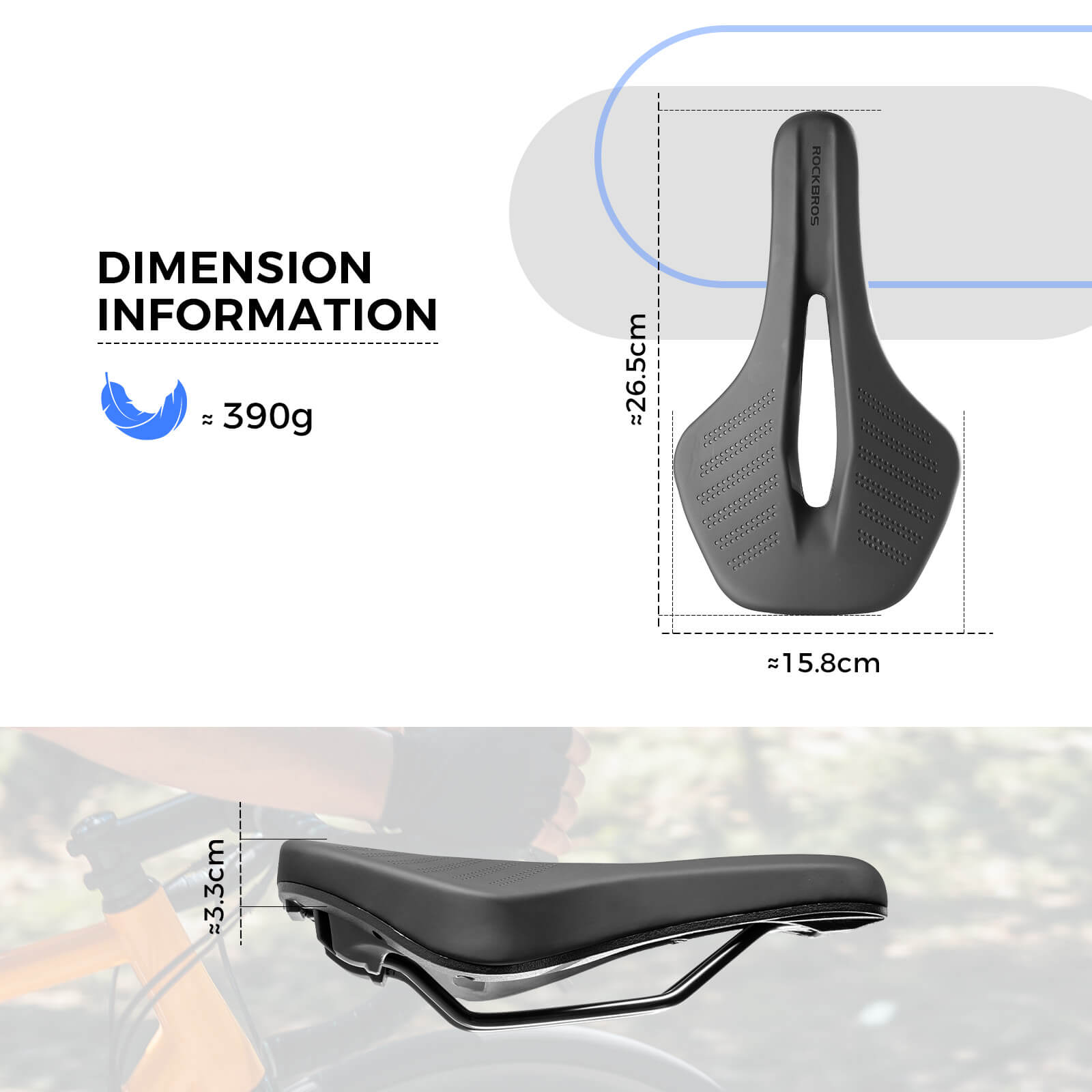 ROCKBROS breathable ergonomic bike seat with hollow center for pressure relief and airflow