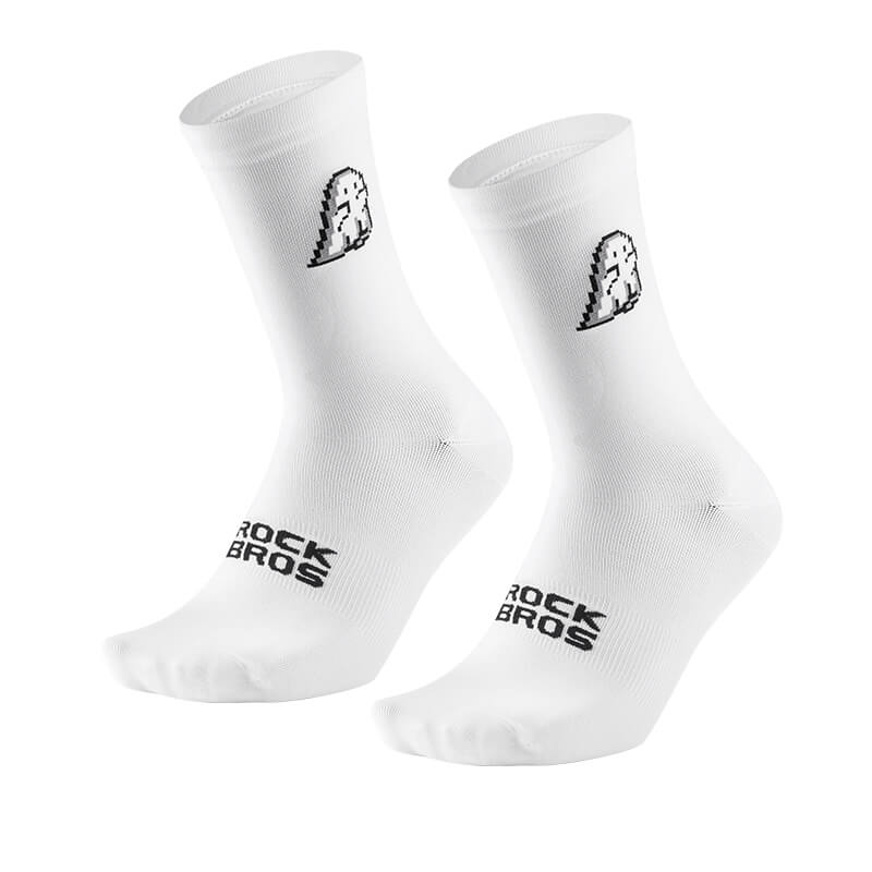 ROCKBROS breathable moisture-wicking mid-crew athletic socks for cycling and sports
#Color_Ghost White