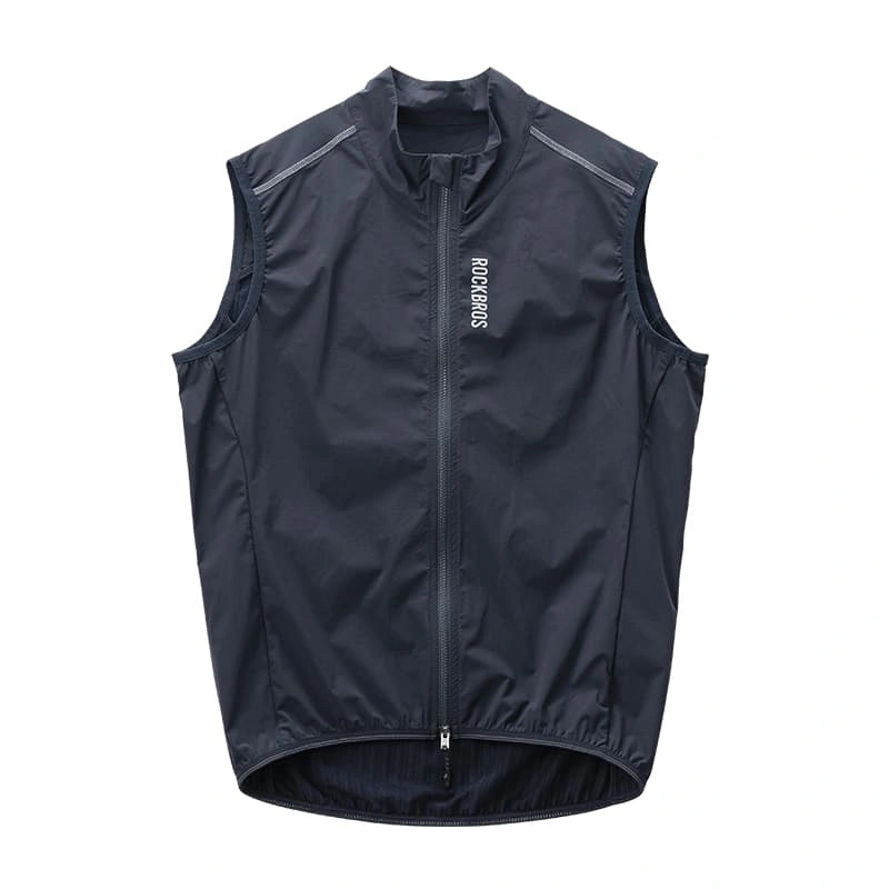 ROCKBROS windproof cycling vest with breathable mesh and packable design for outdoor sports
#Color_Navy Blue