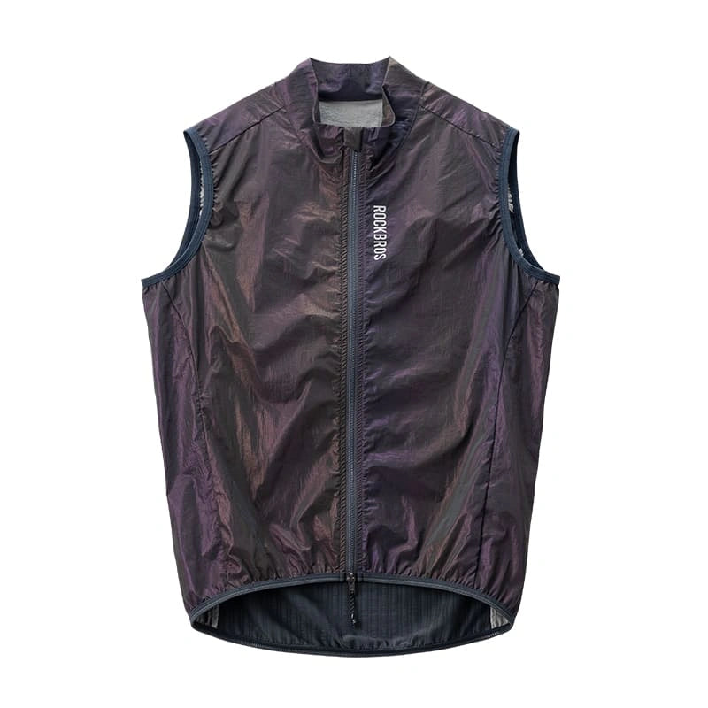 ROCKBROS windproof cycling vest with breathable mesh and packable design for outdoor sports
#Color_NReflective Rainbow