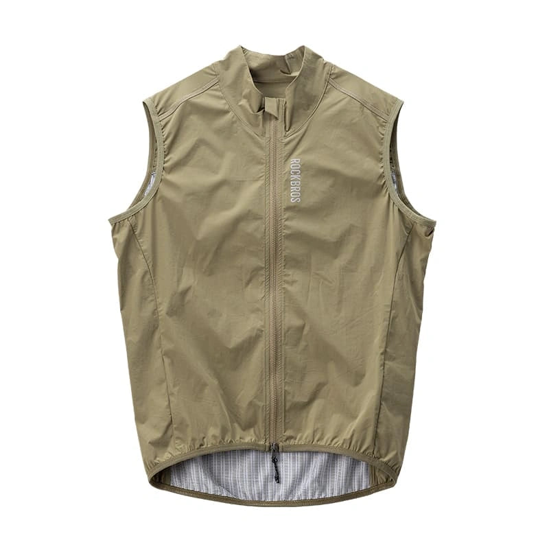 ROCKBROS windproof cycling vest with breathable mesh and packable design for outdoor sports
#Color_Khaki