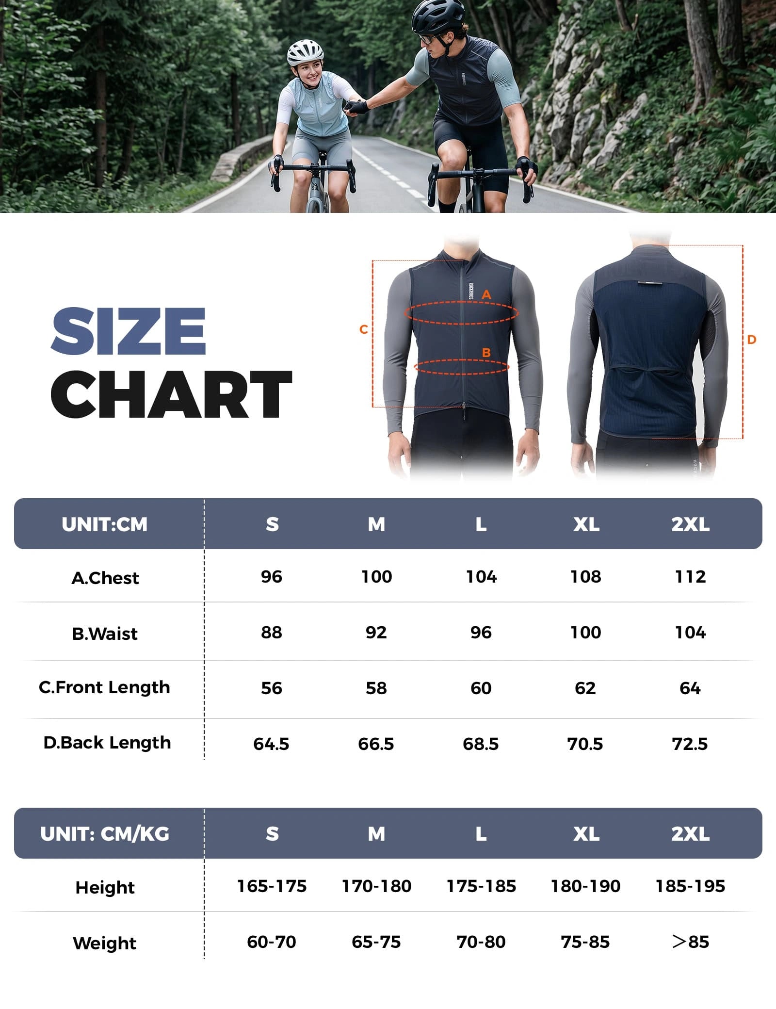 ROCKBROS windproof cycling vest with breathable mesh and packable design for outdoor sports