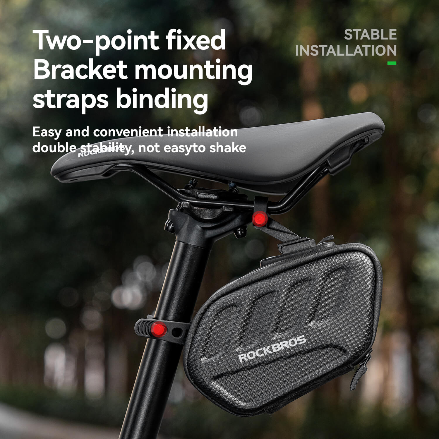 ROCKBROS C61 hard shell bike saddle bag with built-in light for safe cycling