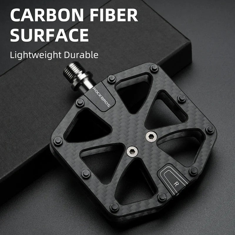 ROCKBROS carbon fiber lightweight bicycle pedals for road and mountain bikes