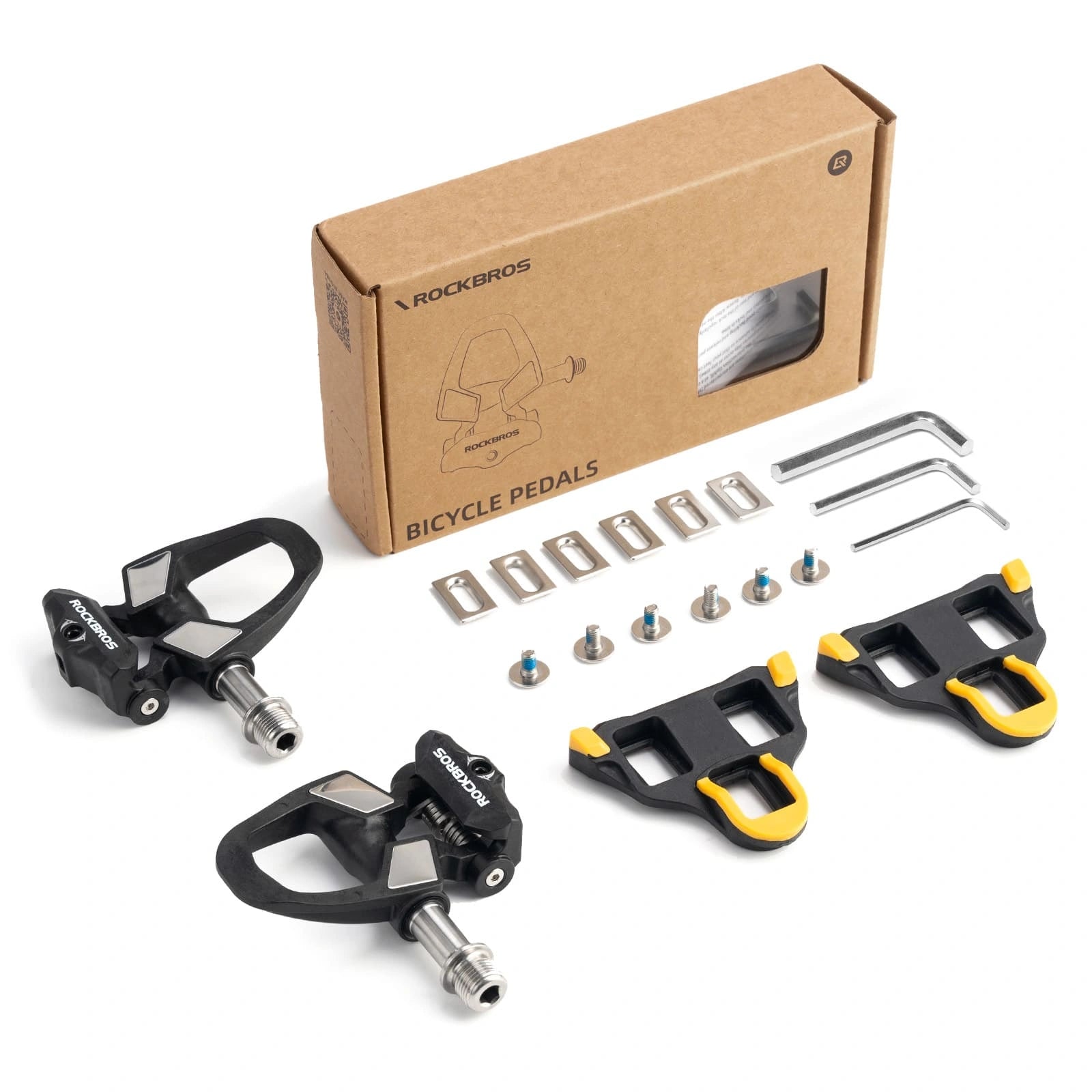 ROCKBROS Carbon Fiber Road Bike Clipless Pedals with Titanium Alloy Axle, Sealed Bearings, and Included Cleats