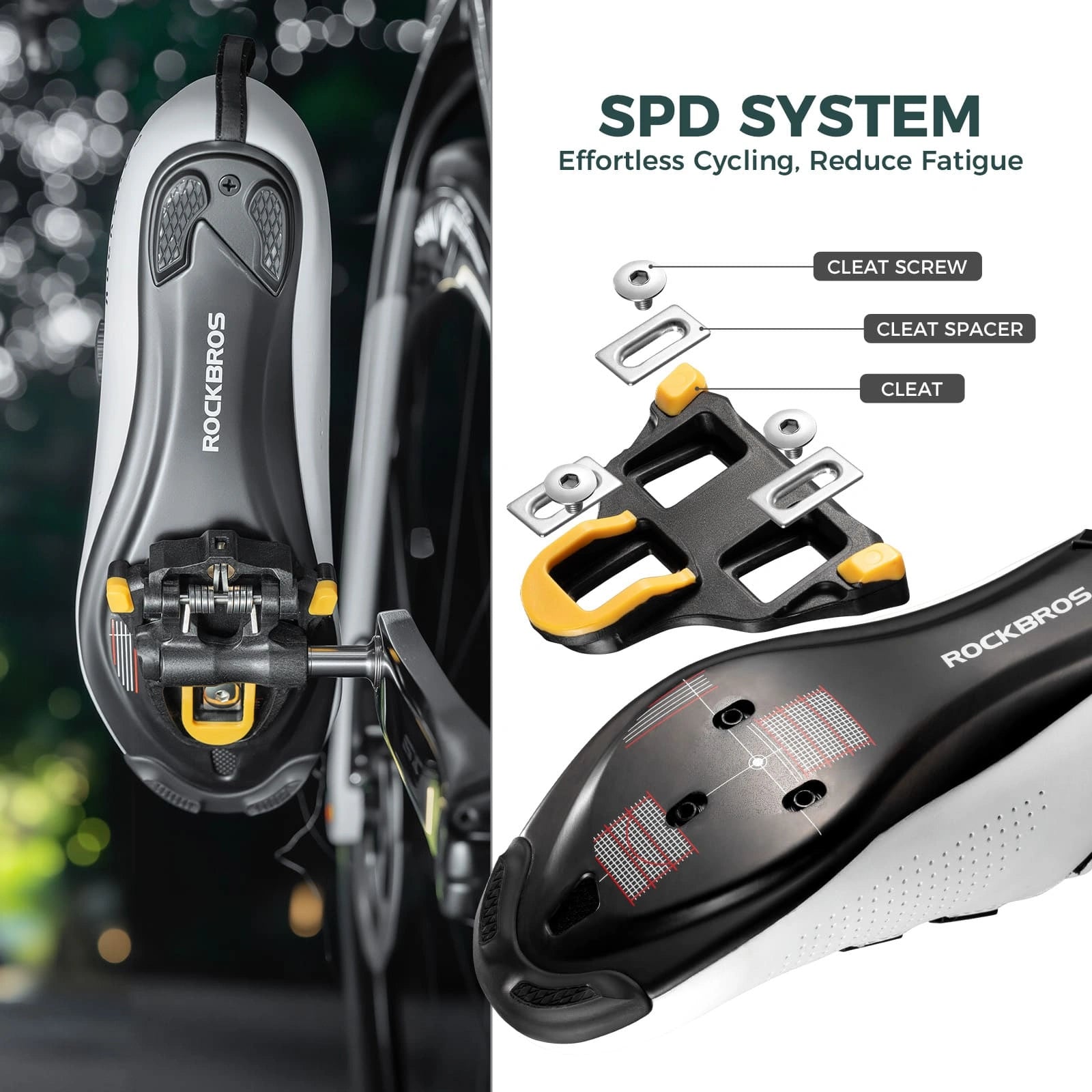 ROCKBROS Carbon Fiber Road Bike Clipless Pedals with Titanium Alloy Axle, Sealed Bearings, and Included Cleats