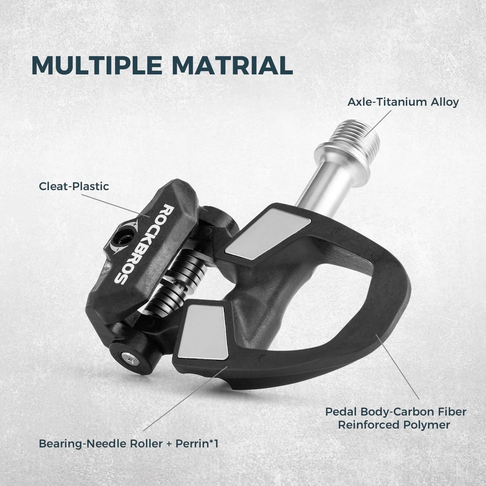 ROCKBROS Carbon Fiber Road Bike Clipless Pedals with Titanium Alloy Axle, Sealed Bearings, and Included Cleats