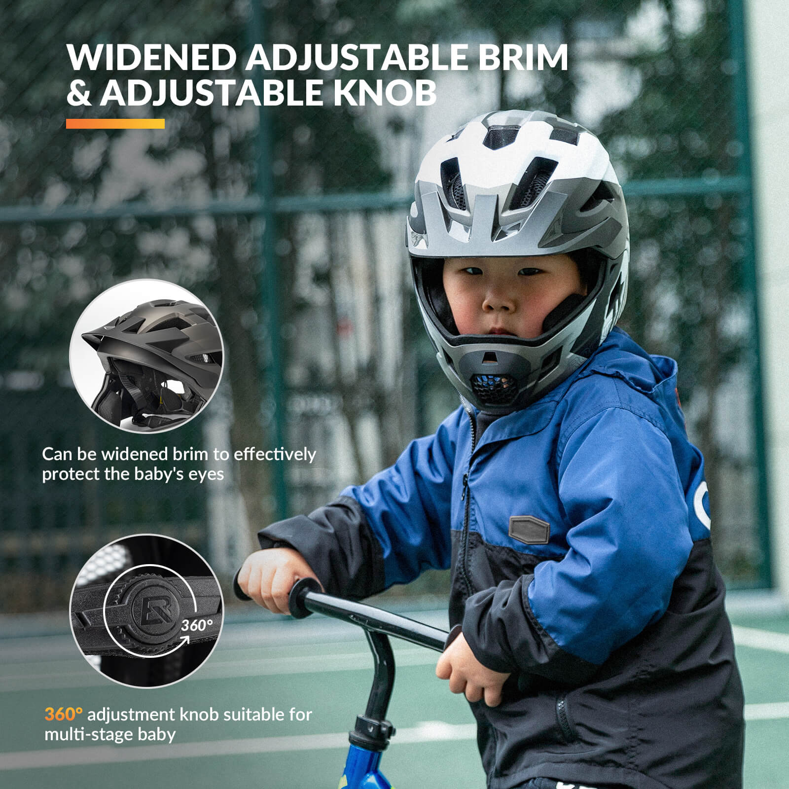 Adjustable ROCKBROS children bike helmet with dial-fit system
#Color_White