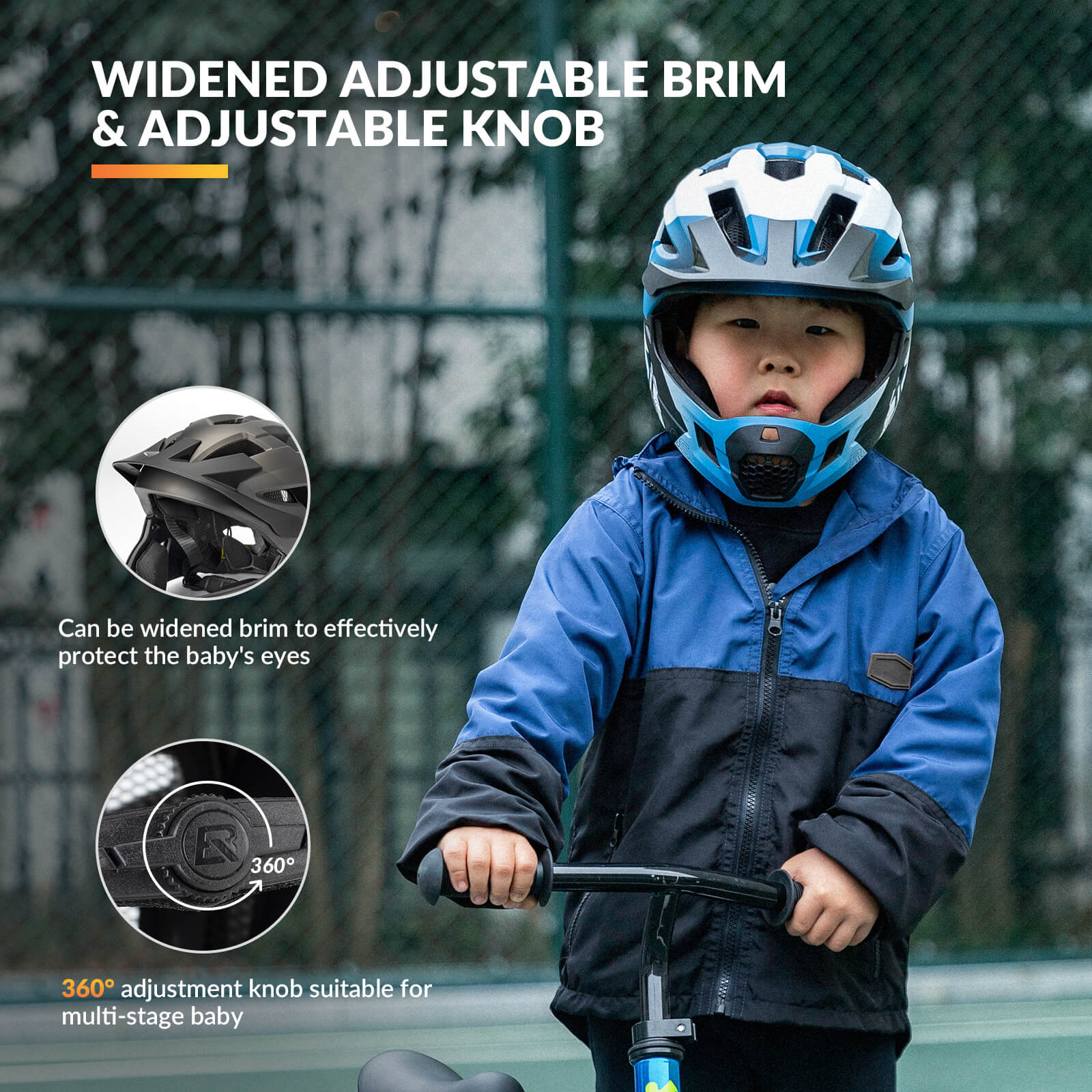 Adjustable ROCKBROS children bike helmet with dial-fit system
#Color_Blue