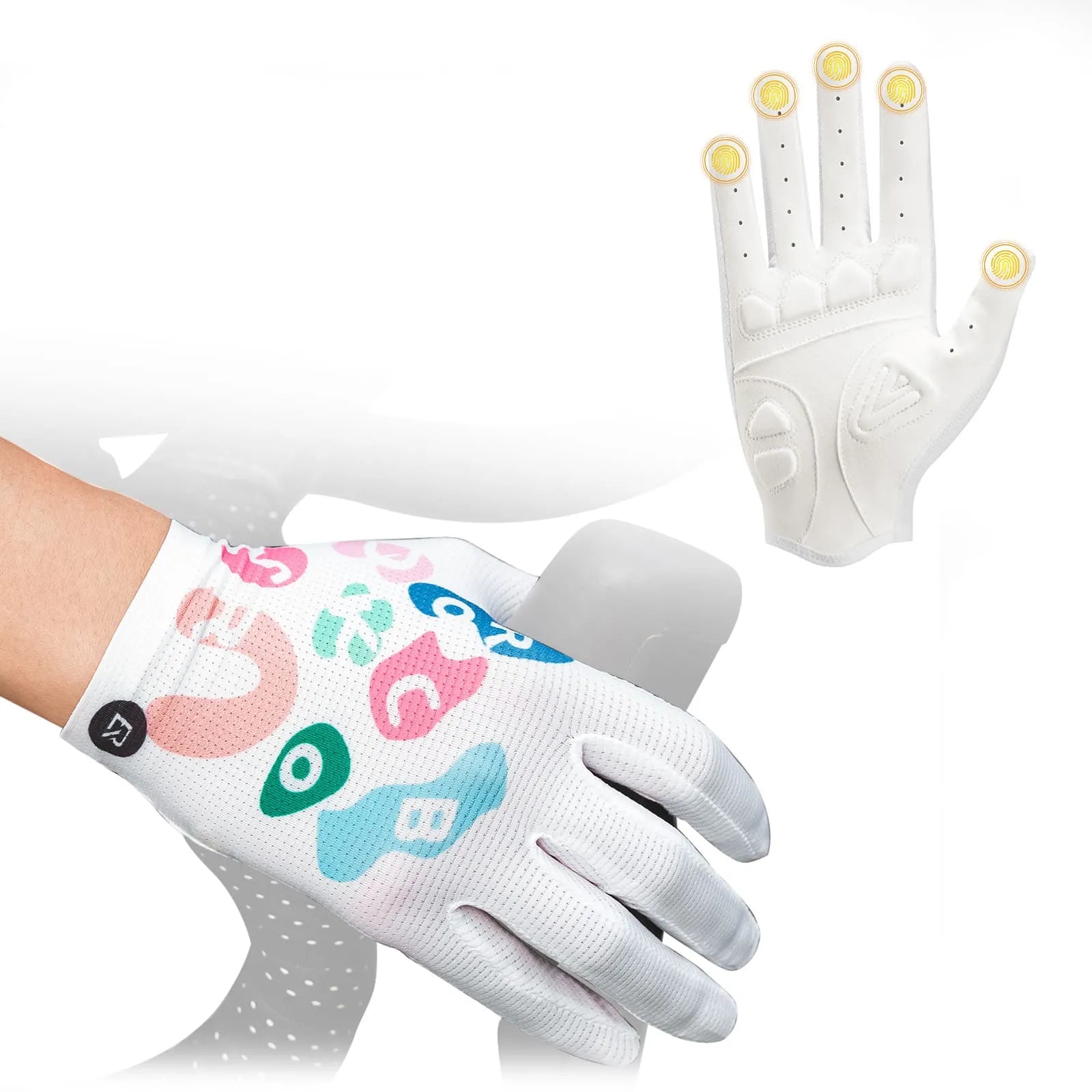 rockbros colorful lightweight full finger cycling gloves breathable anti-slip touchscreen for commuting training 
#Style_Colorful Letters