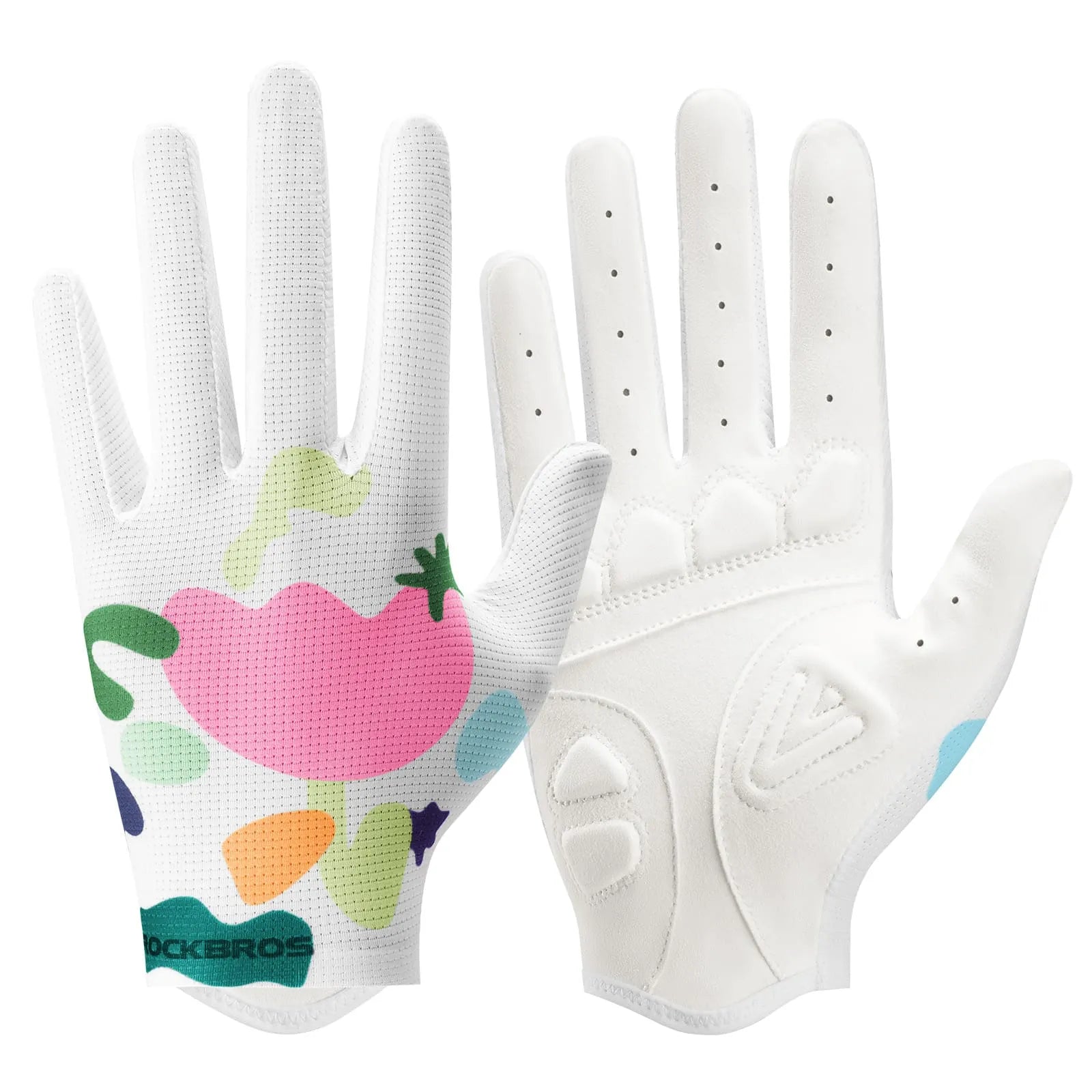 rockbros colorful lightweight full finger cycling gloves breathable anti-slip touchscreen for commuting training 
#Style_Colorful Flowers