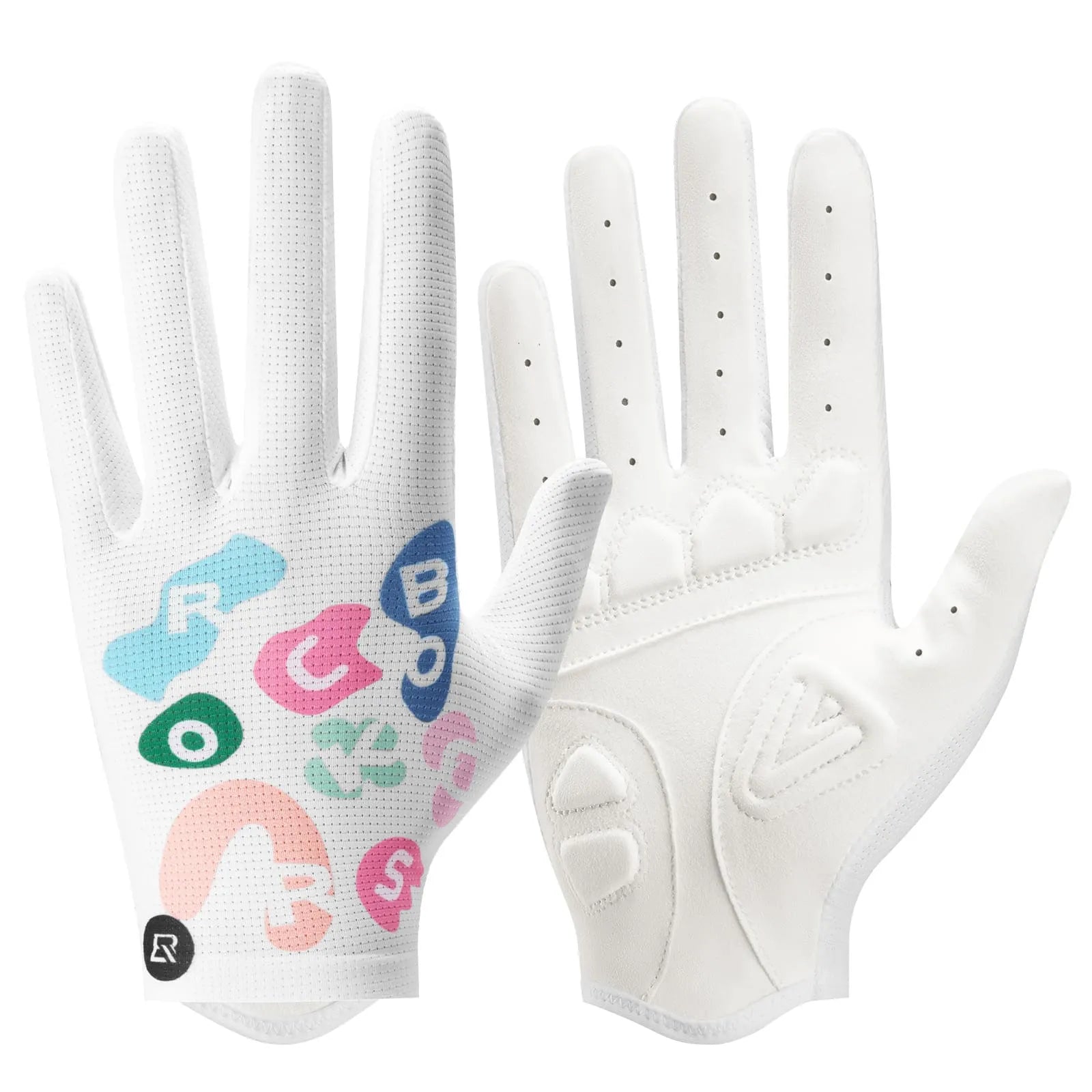 rockbros colorful lightweight full finger cycling gloves breathable anti-slip touchscreen for commuting training 
#Style_Colorful Letters