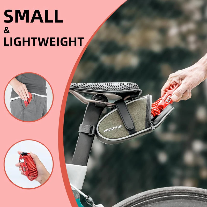 ROCKBROS combination bike cable lock anti-theft flexible steel lock for bicycles
#Color_Red