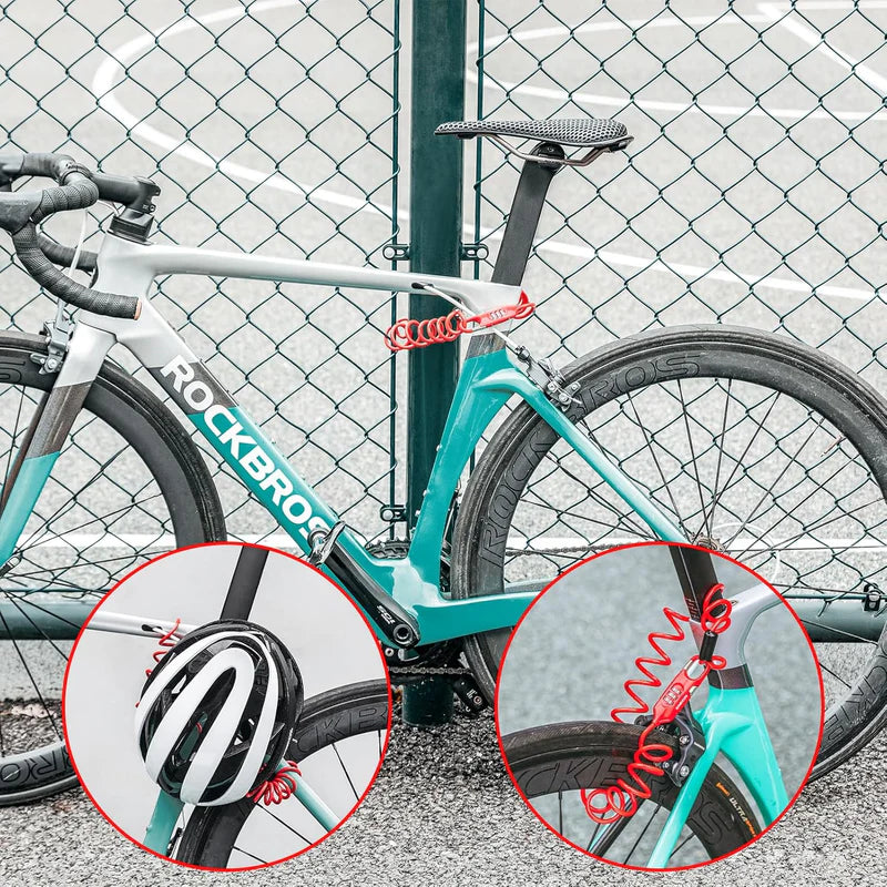 ROCKBROS combination bike cable lock anti-theft flexible steel lock for bicycles
#Color_Red