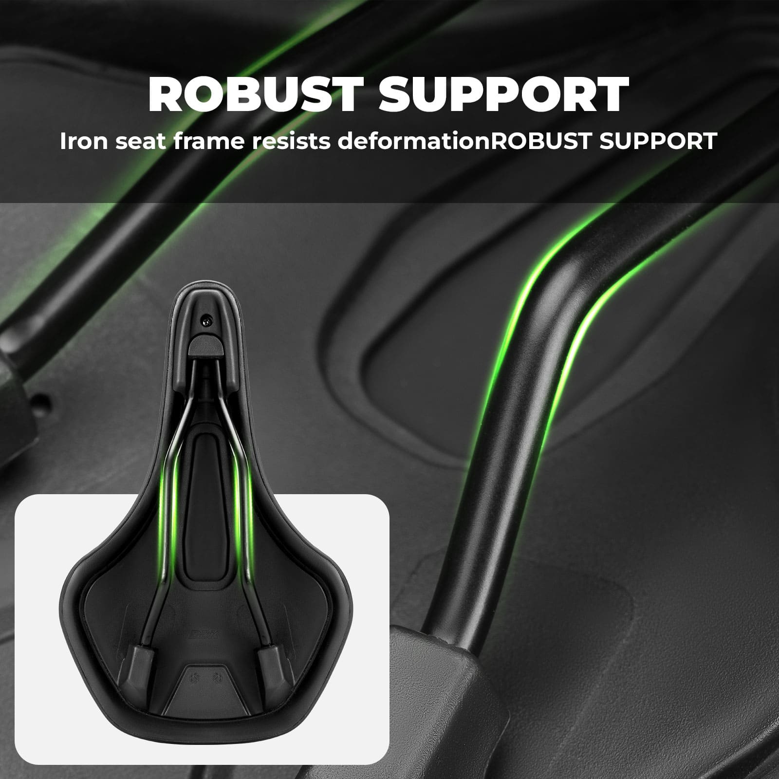 ROCKBROS ergonomic cycling saddle featuring robust iron seat frame support