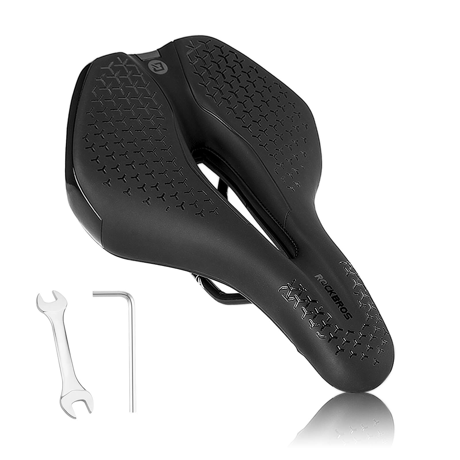 ROCKBROS Comfortable Hollow Bike Saddle with Anti-Slip Leather and High-Density Foam for Road and Mountain Bikes