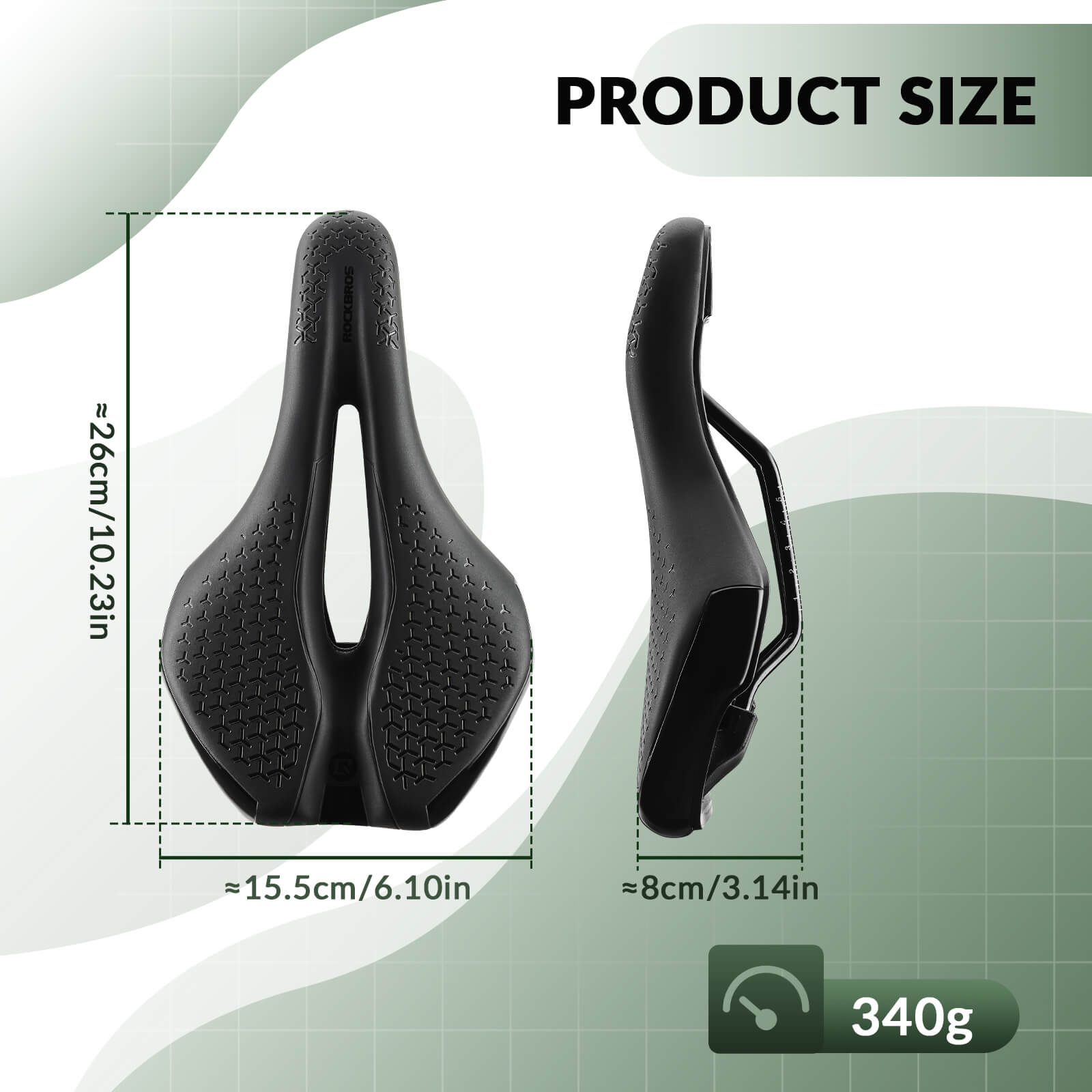 ROCKBROS Comfortable Hollow Bike Saddle with Anti-Slip Leather and High-Density Foam for Road and Mountain Bikes