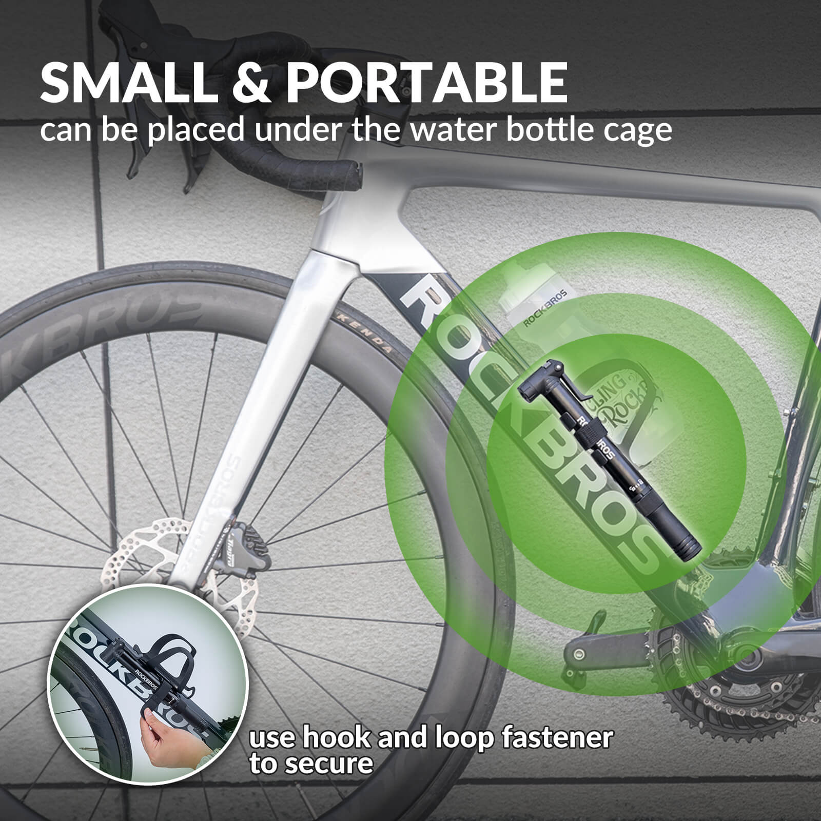ROCKBROS compact portable bike pump easy to carry while cycling