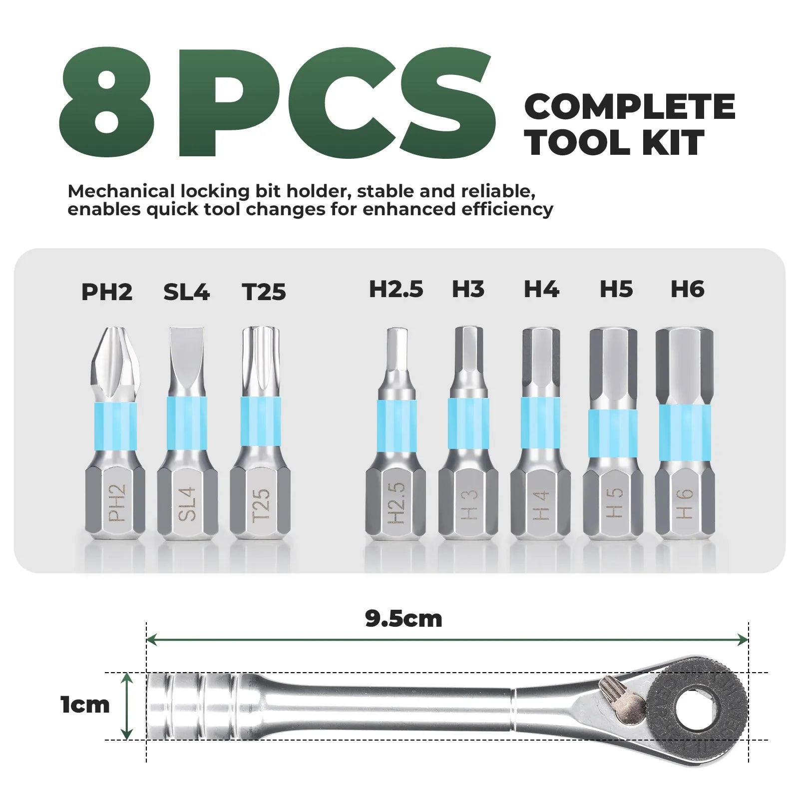 ROCKBROS compact ratchet bike tool kit with alloy steel bits and portable aluminum storage case
