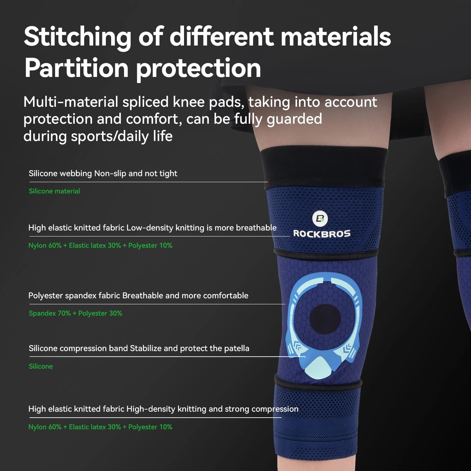 rockbros compression sun protection leg sleeves breathable uv protection anti-slip for cycling running