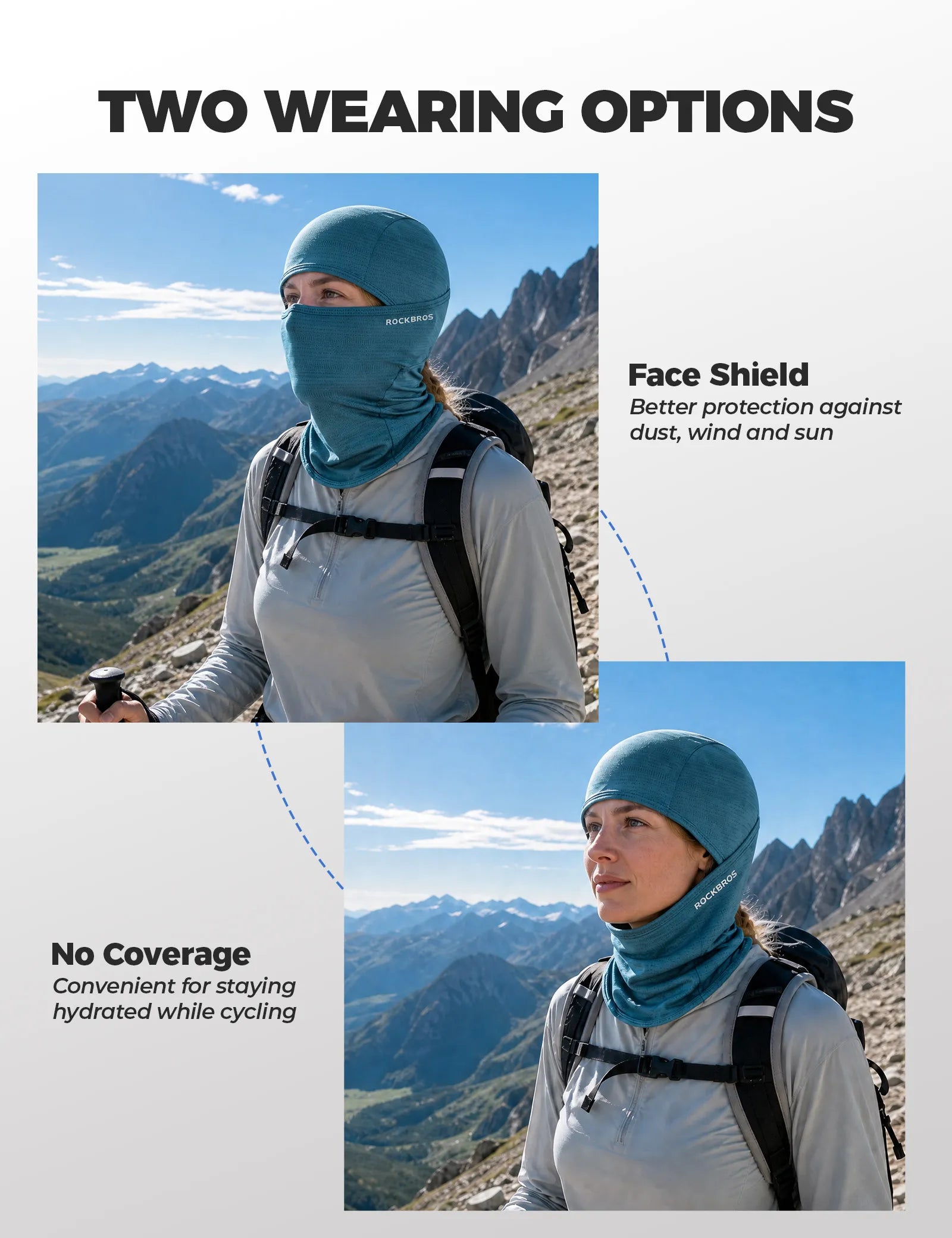 ROCKBROS cooling ice silk balaclava breathable UV protection face cover for cycling and outdoor riding