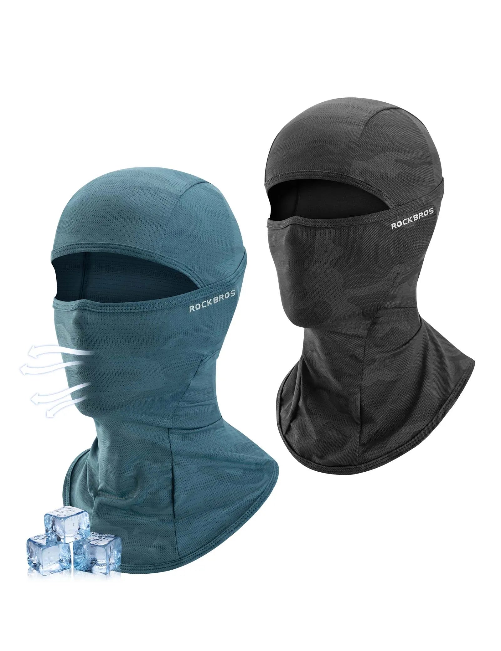ROCKBROS cooling ice silk balaclava breathable UV protection face cover for cycling and outdoor riding
#Color_Dark Green+Black