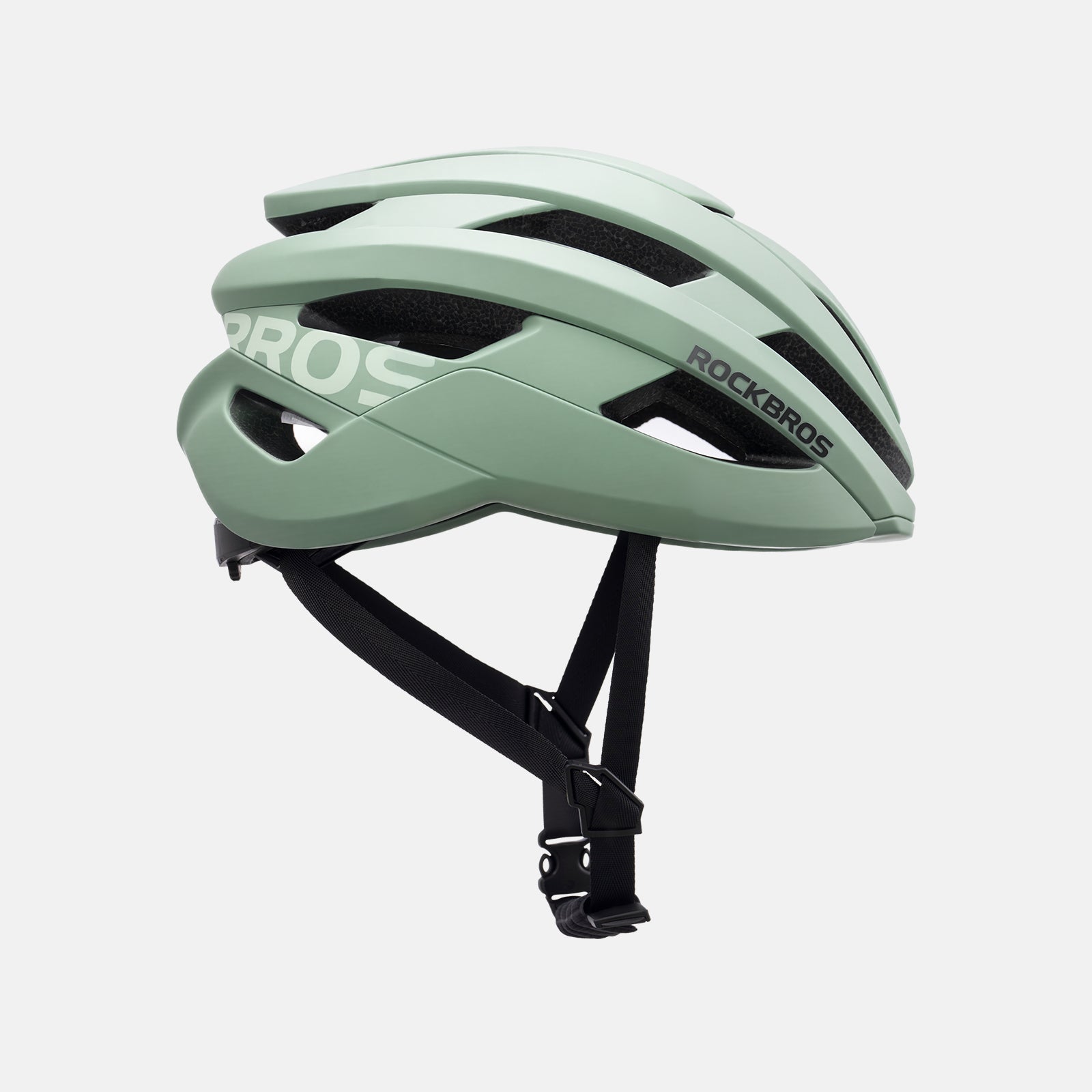 ROCKBROS cycling helmet with CPSC certification, ionic antibacterial liner, PC+EPS in-mold construction
#Color_Matte Green