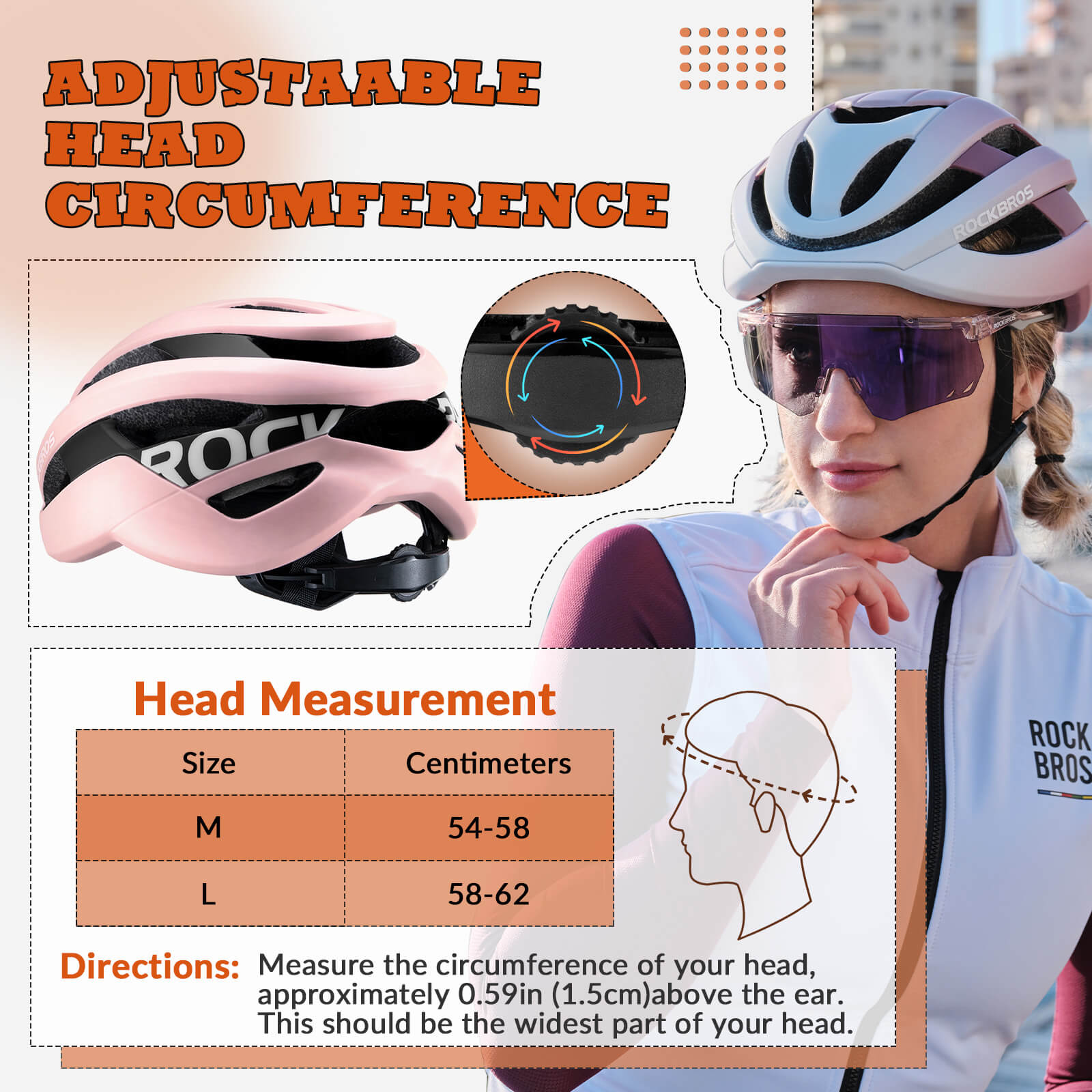 ROCKBROS cycling helmet with CPSC certification, ionic antibacterial liner, PC+EPS in-mold construction
#Color_Glossy Pink