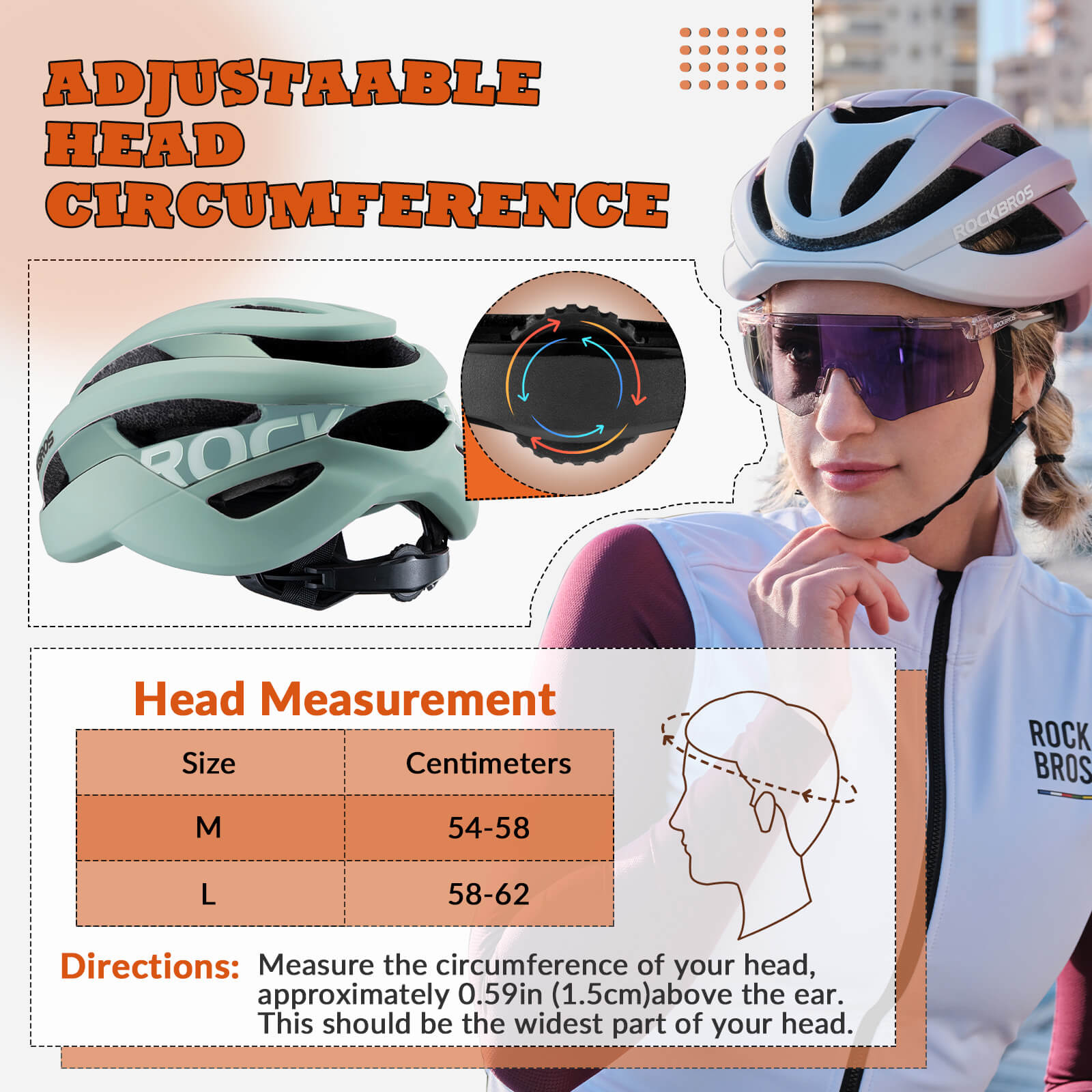 ROCKBROS cycling helmet with CPSC certification, ionic antibacterial liner, PC+EPS in-mold construction
#Color_Matte Green