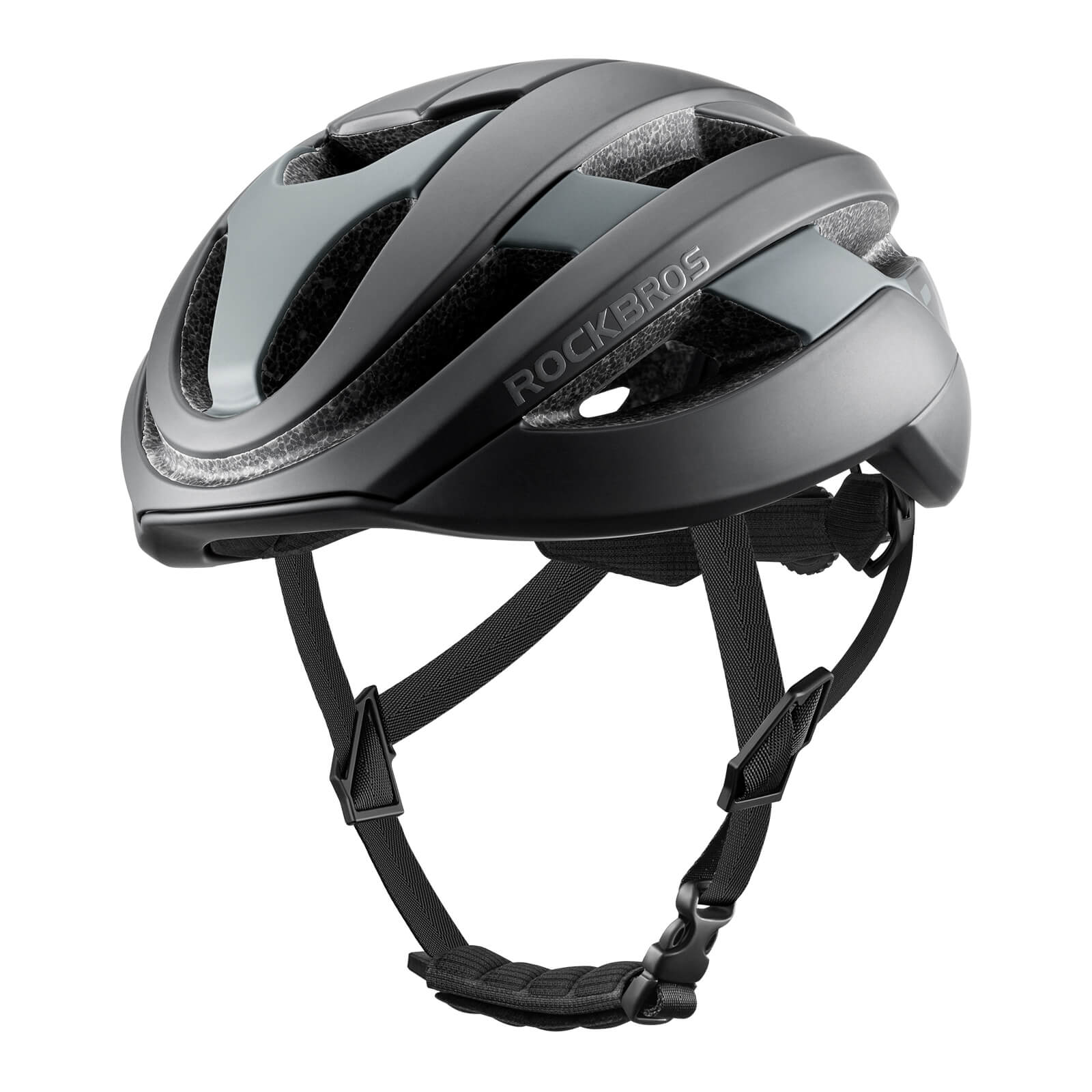 ROCKBROS cycling helmet with CPSC certification, ionic antibacterial liner, PC+EPS in-mold construction
#Color_Black