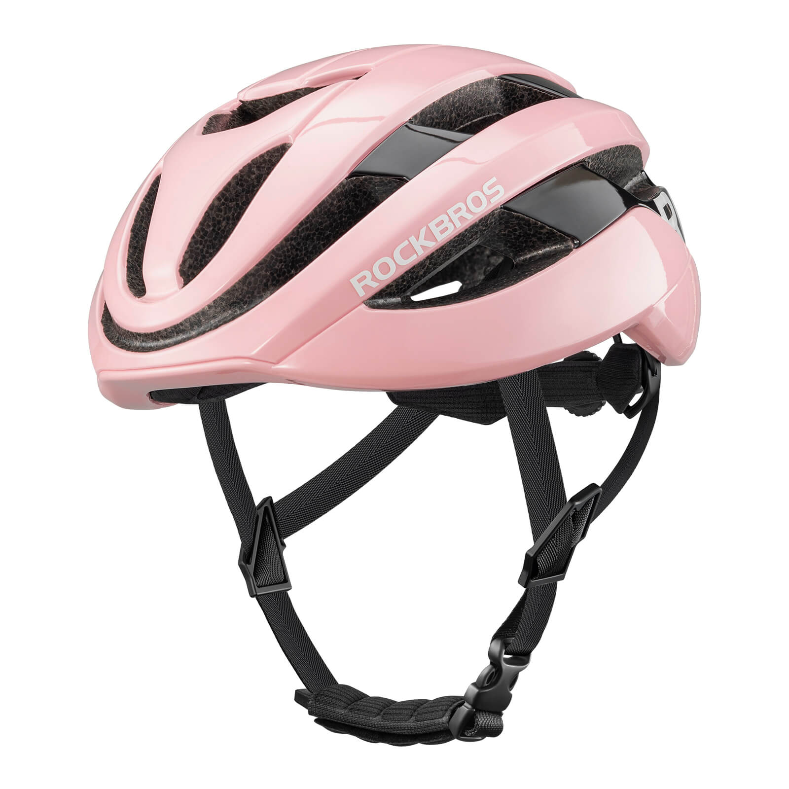 ROCKBROS cycling helmet with CPSC certification, ionic antibacterial liner, PC+EPS in-mold construction
#Color_Glossy Pink