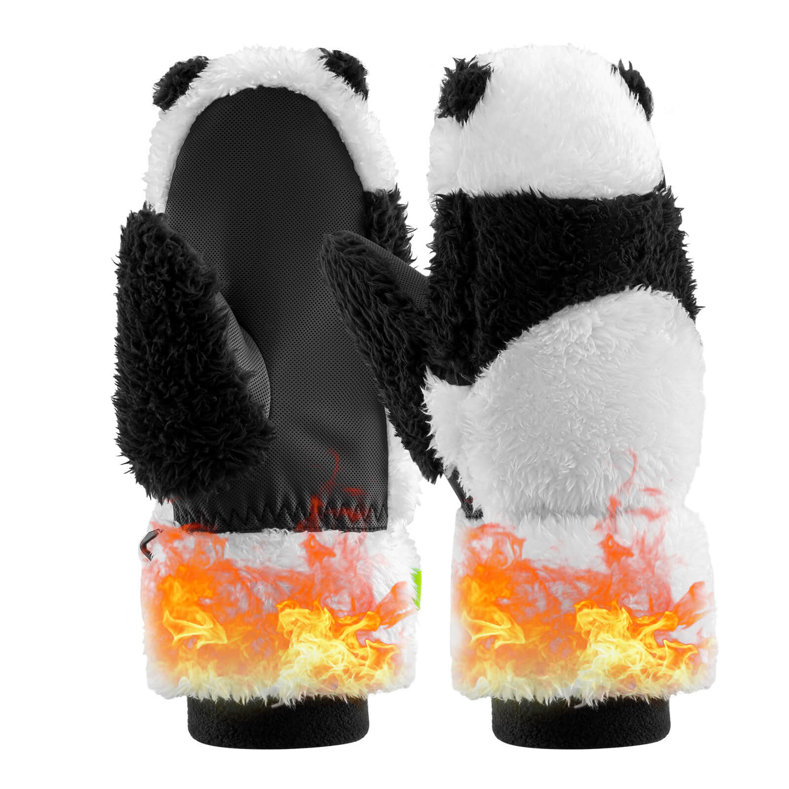 Cute panda design ski mittens by ROCKBROS for family skiing and outdoor adventures.