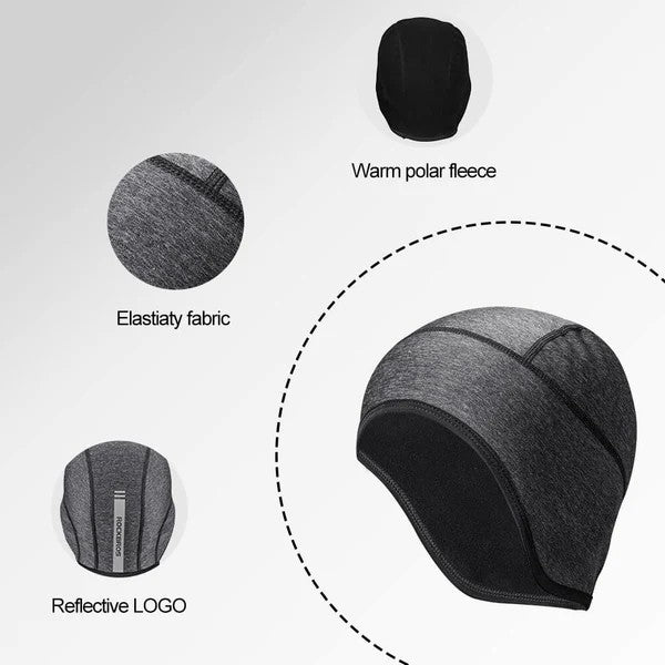 ROCKBROS cycling skull cap with ear covers and helmet liner for windproof warmth and comfort in cold weather