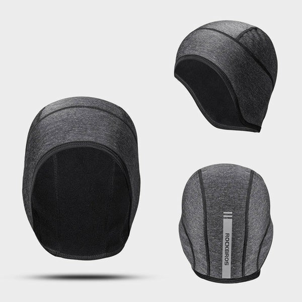 ROCKBROS cycling skull cap with ear covers and helmet liner for windproof warmth and comfort in cold weather