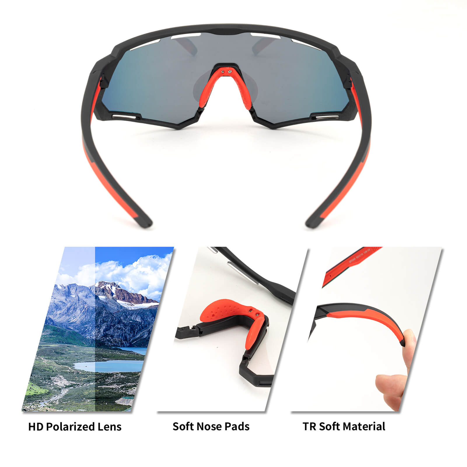 ROCKBROS dual lens cycling glasses with photochromic and polarized interchangeable lenses for outdoor sports