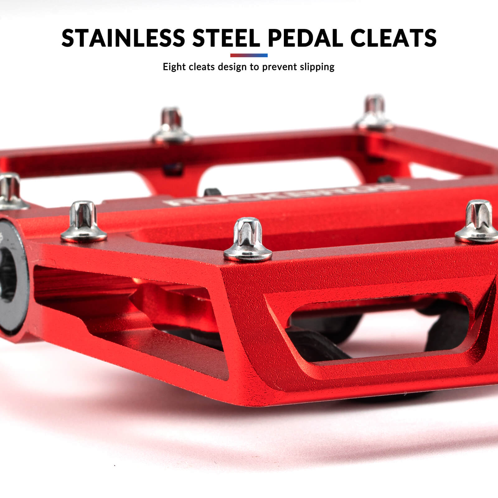 ROCKBROS Dual-Use Clipless & Flat Bike Pedals showing clipless and flat sides for mountain biking
#Color_Red