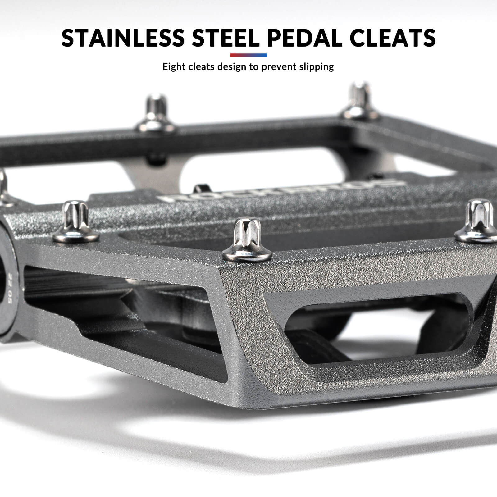 ROCKBROS Dual-Use Clipless & Flat Bike Pedals showing clipless and flat sides for mountain biking
#Color_Titanium