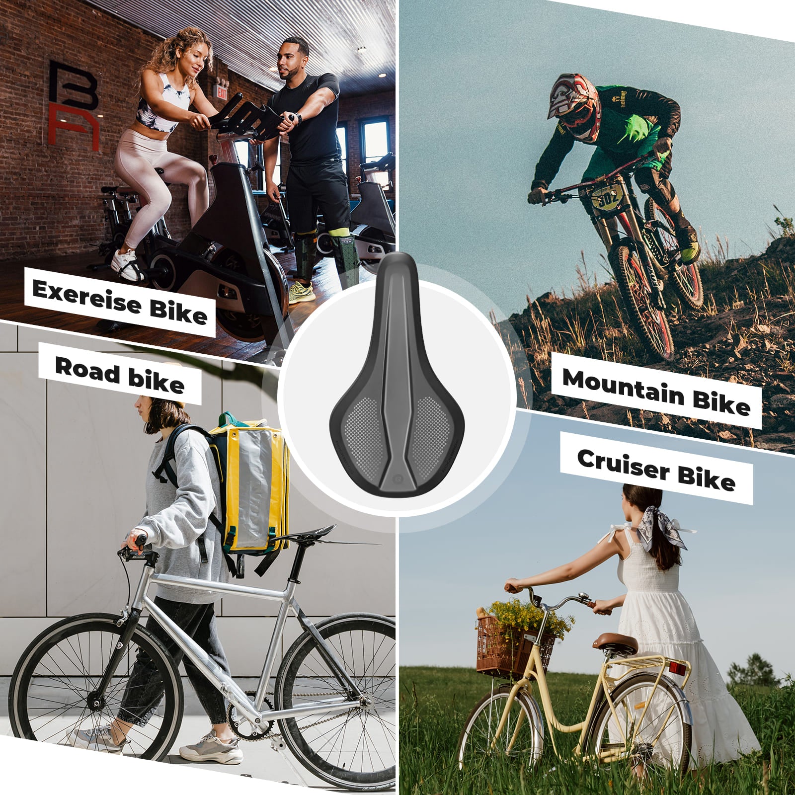 ROCKBROS eco-friendly PVC leather comfortable bike saddle with ventilation groove for road cycling and daily riding