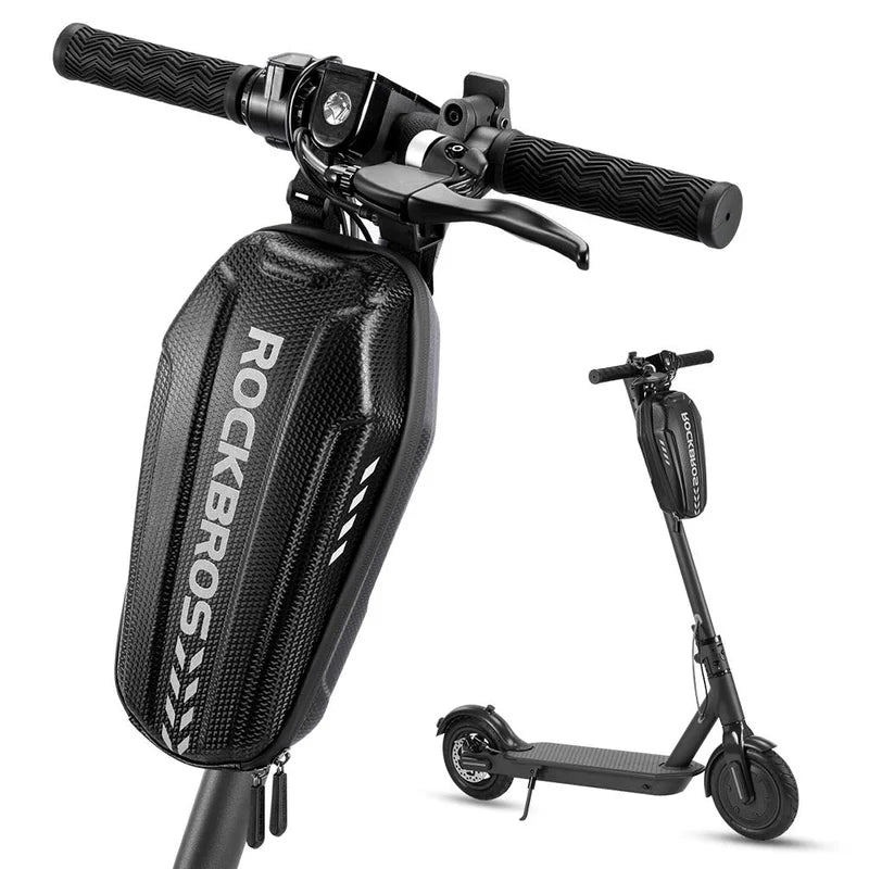 ROCKBROS electric scooter handlebar bag waterproof hard shell storage pouch for bikes and scooters