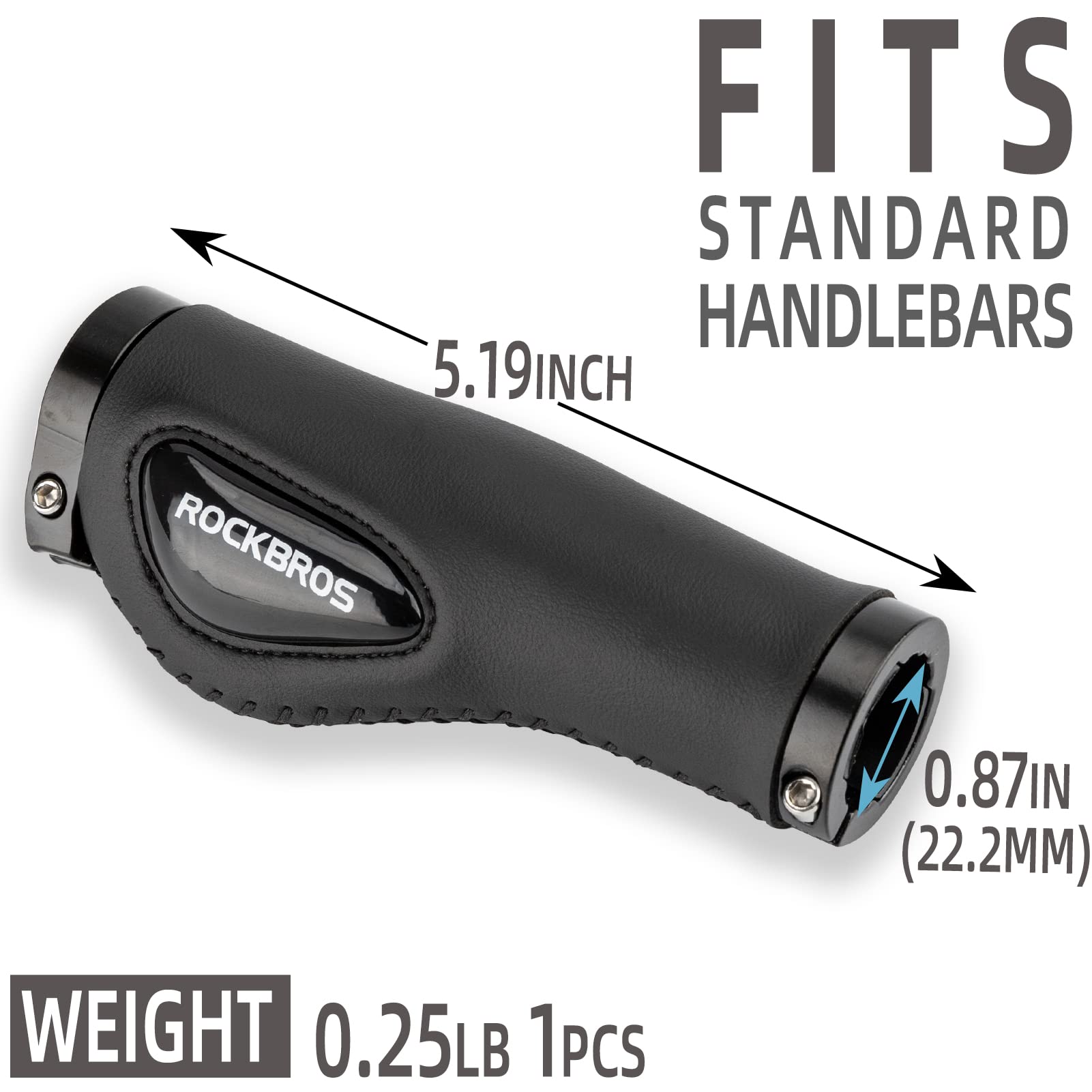 ROCKBROS ergonomic bike handlebar grips 5.19 inch with dual-lock system for secure fit
#Color_Black