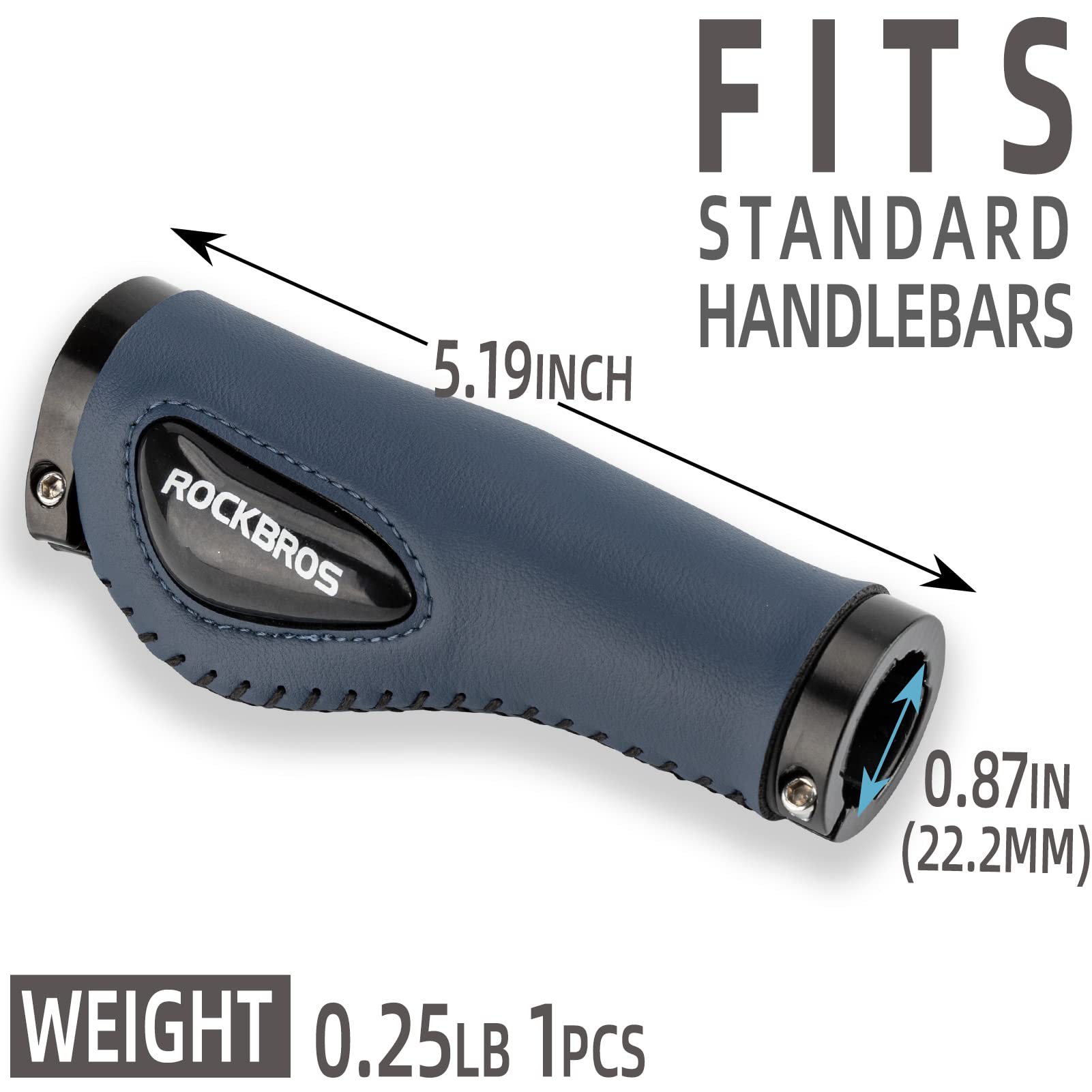 ROCKBROS ergonomic bike handlebar grips 5.19 inch with dual-lock system for secure fit
#Color_Blue
