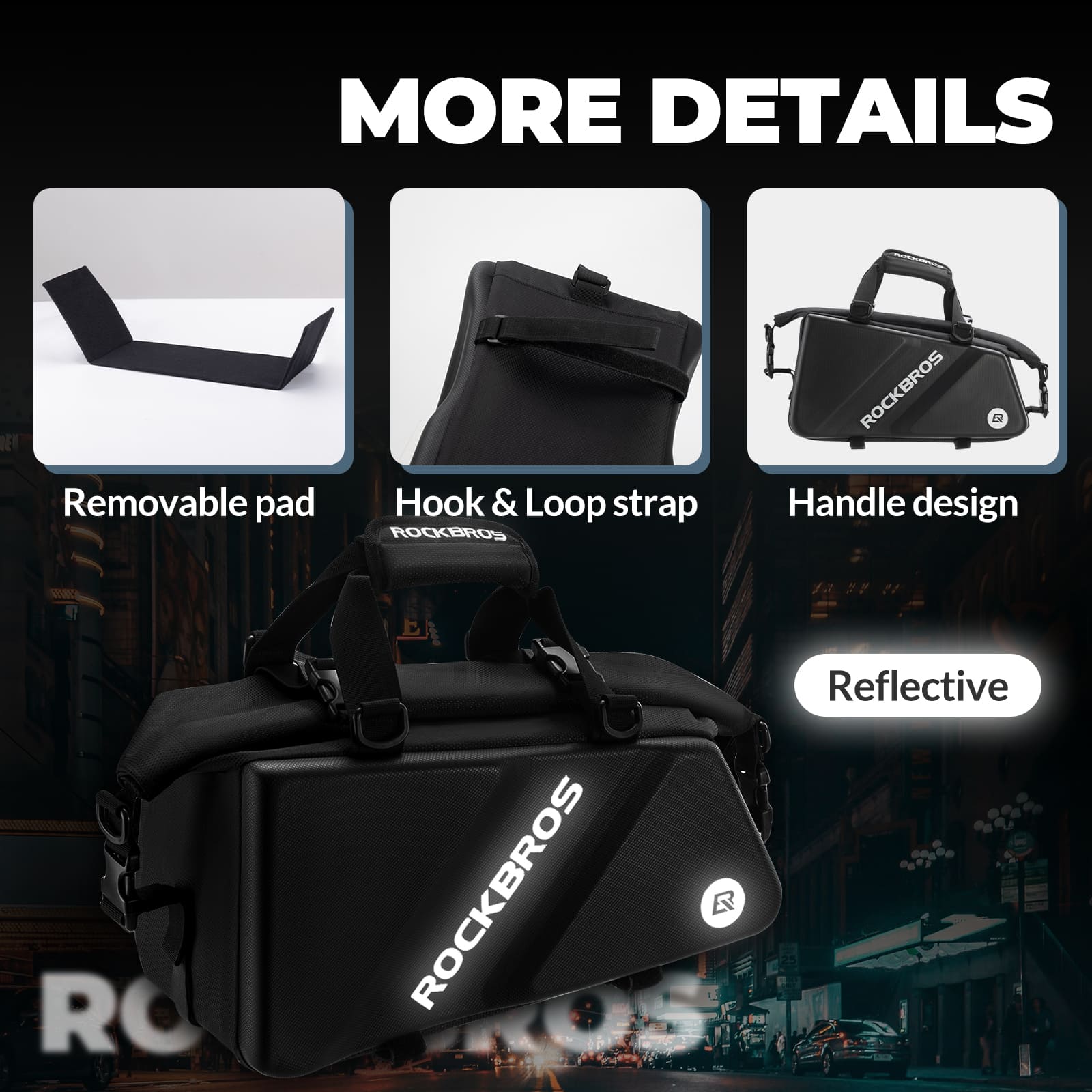 ROCKBROS EVA Hard Shell Bicycle Rear Rack Bag Large 11.6L Capacity for Commuting and Bike Touring