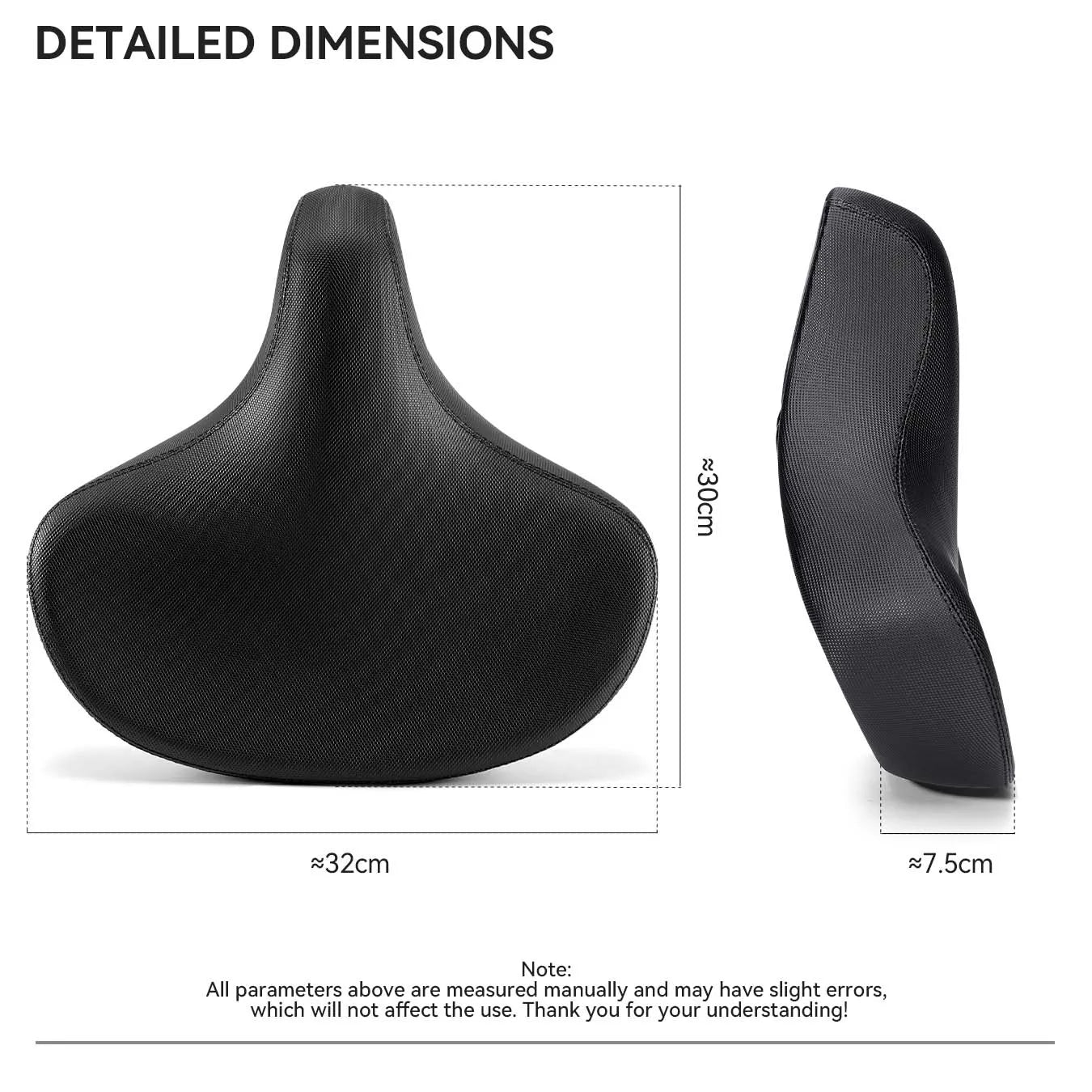ROCKBROS extra wide bike seat cushion with thick padding for comfortable long rides