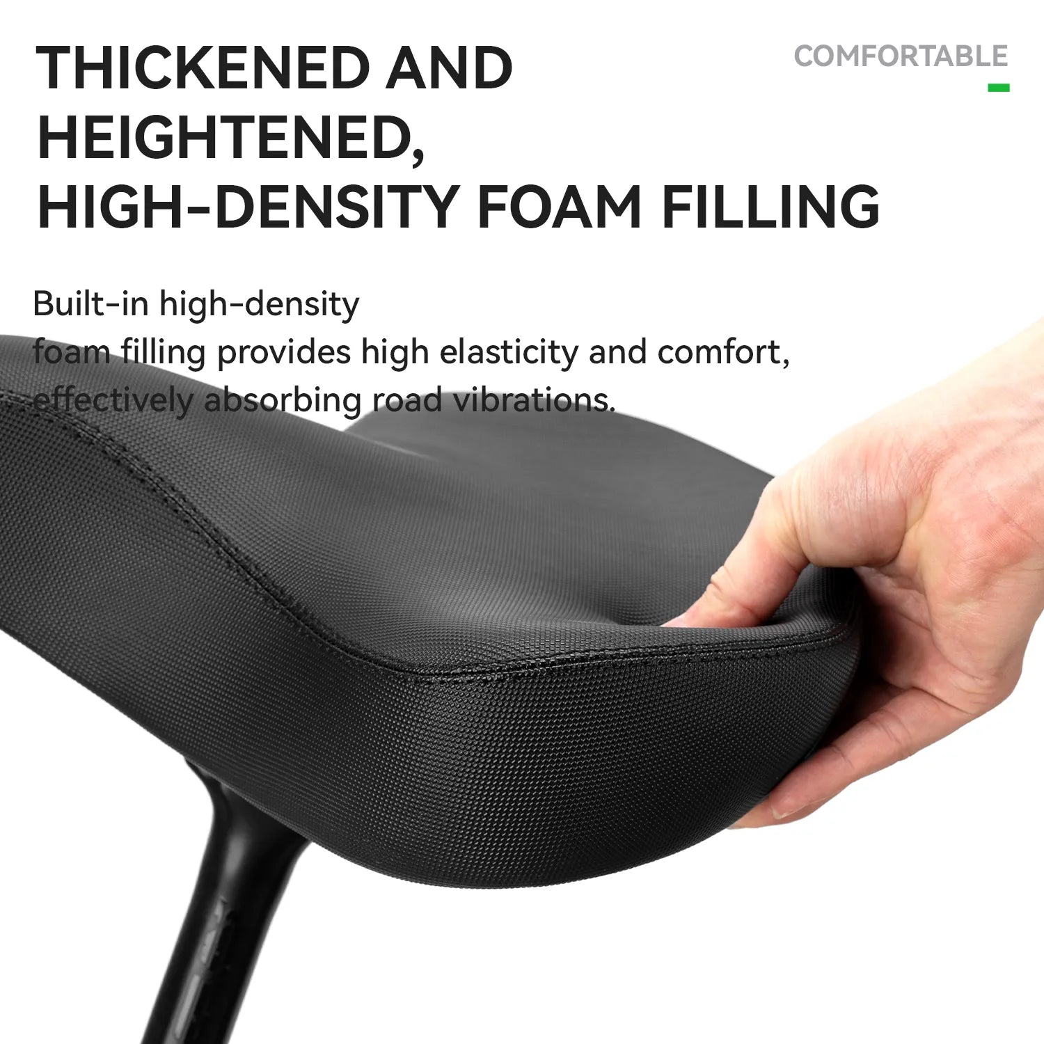 ROCKBROS extra wide bike seat cushion with thick padding for comfortable long rides