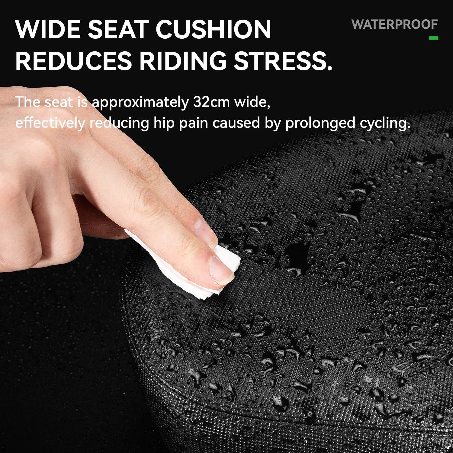 ROCKBROS extra wide bike seat cushion with thick padding for comfortable long rides