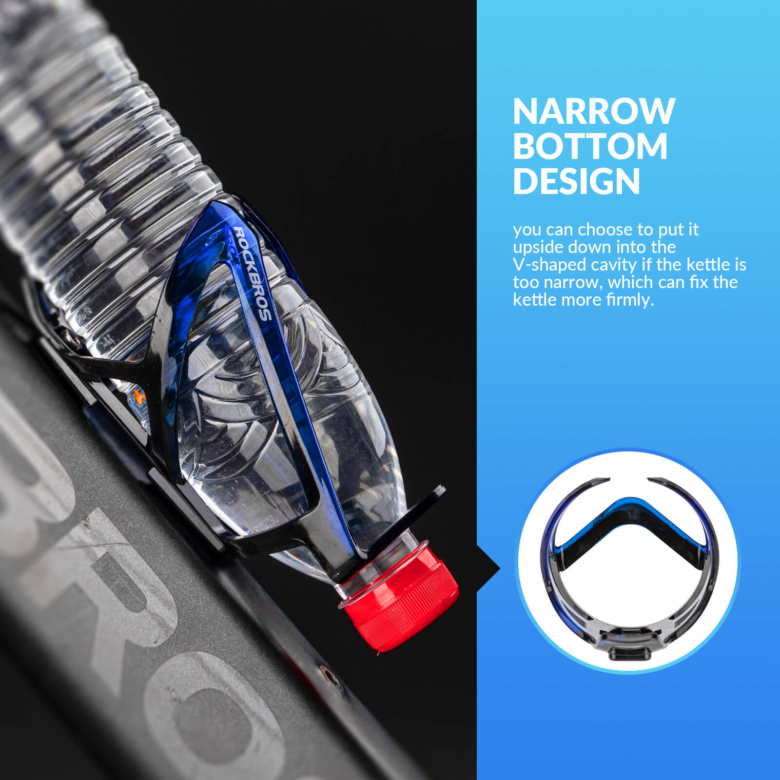 ROCKBROS FK-338 black and blue water bottle cage, universal fit for bicycles
#Color_Blue Black
