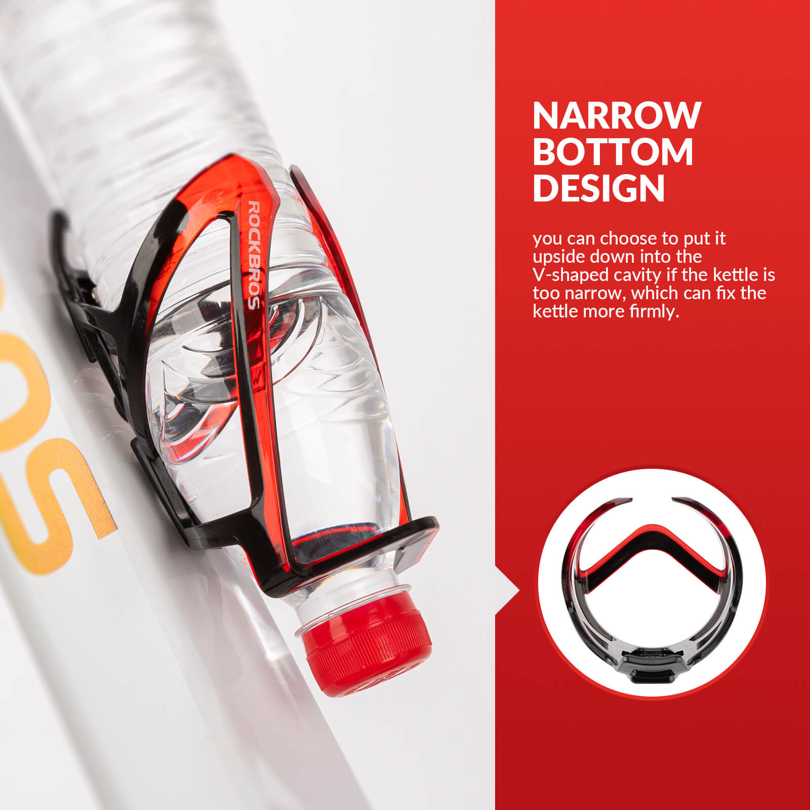 ROCKBROS FK-338 black and red water bottle cage, scratch-resistant and sturdy
#Color_Black Red